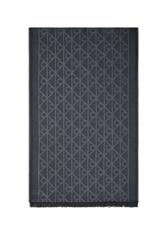 TONAL AOP JCQ LW SCARF - BLACK