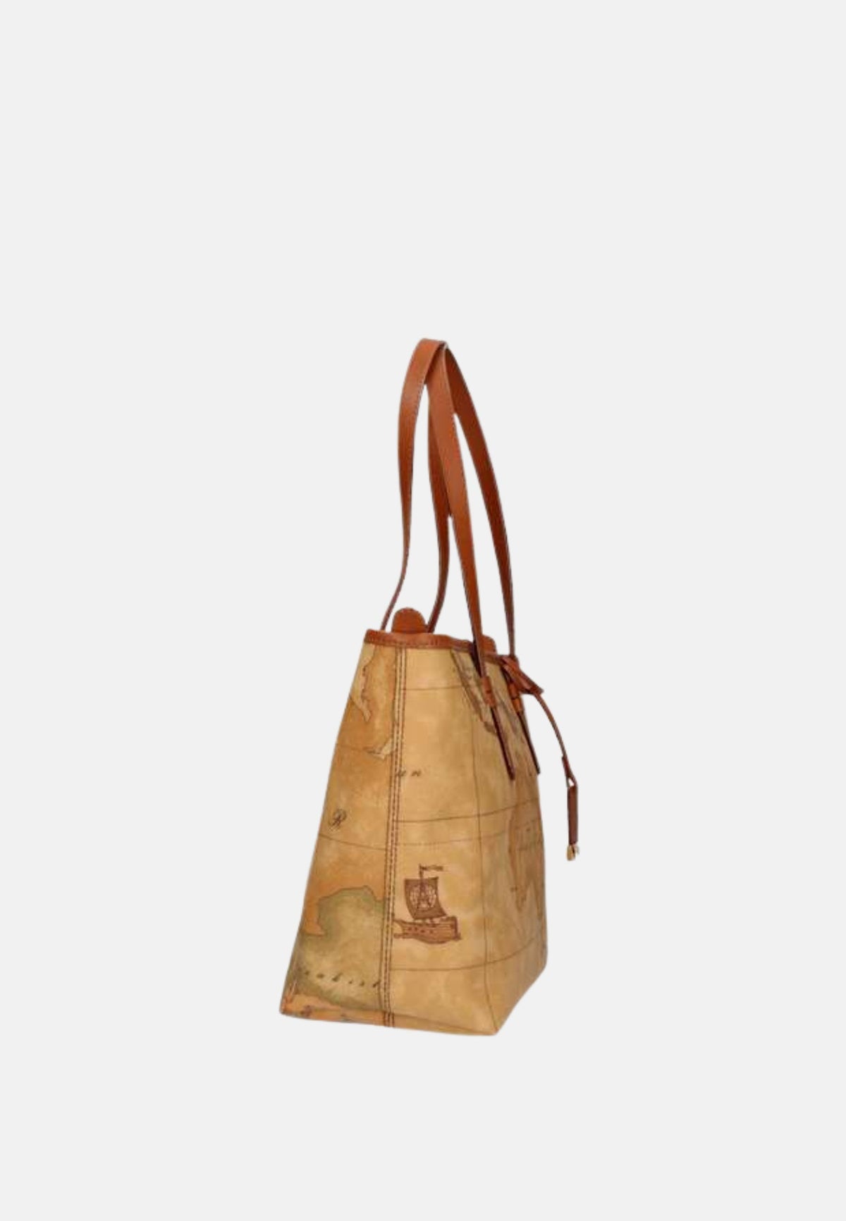 SHOPPING MEDIA - Shopping donna realizzata in tessuto stampa Geo con finiture in vera pelle. Interni in tessuto. All'interno tasche per riporre piccoli oggetti. - GEO NATURAL