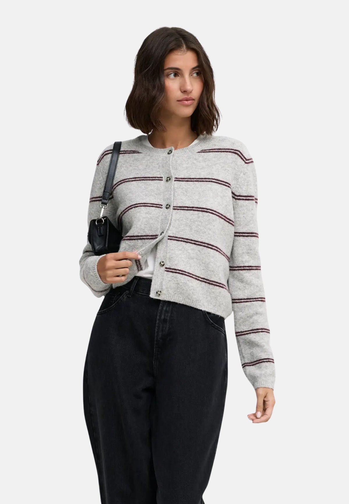 JDYCHOLEL/S CARDIGAN KNT NOOS - LIGHT GREY MELA/W. NEW STR