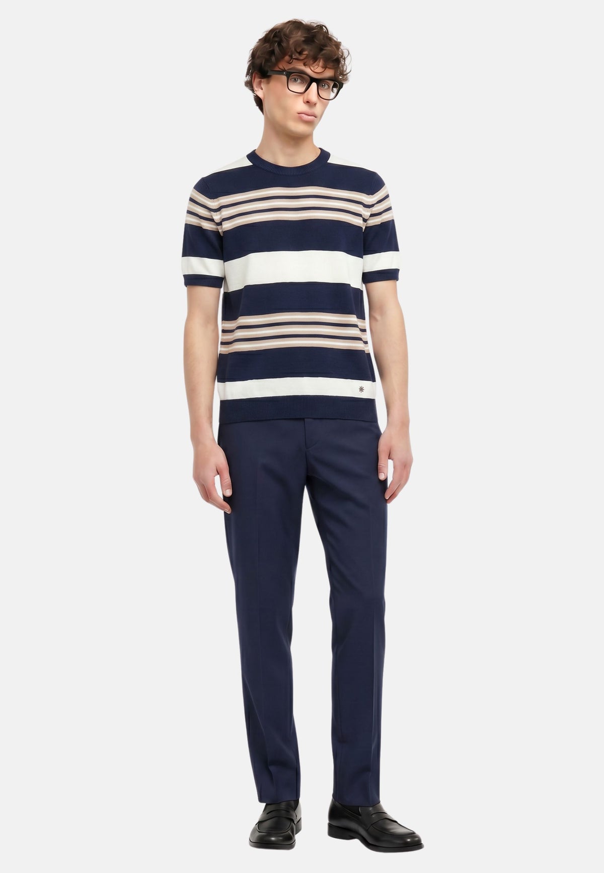 T-SHIRT M/M IN FILO - RIGATA BLU