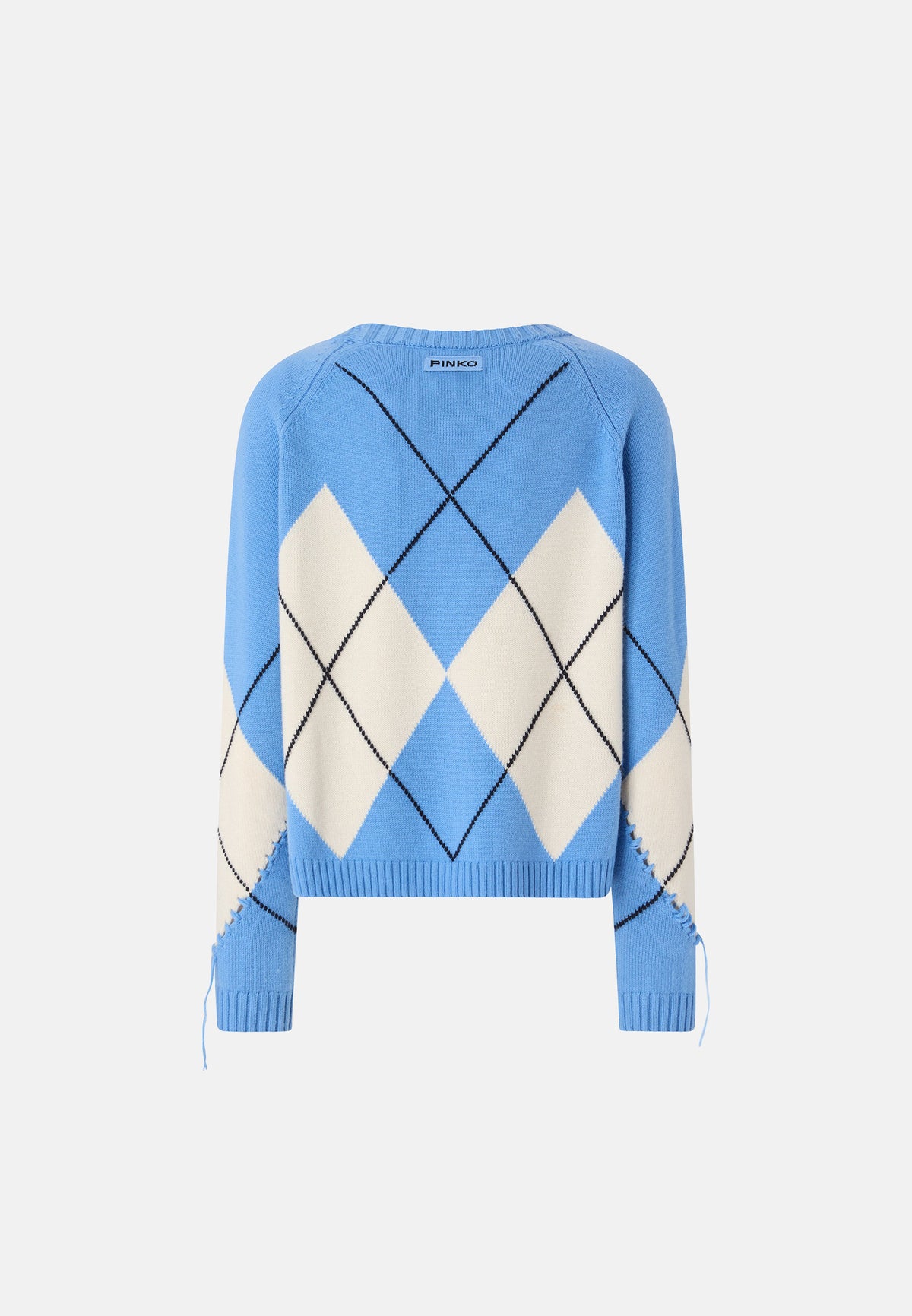 BERNA PULL ARGYLE TRAFORATO - AZZURRO/PANNA