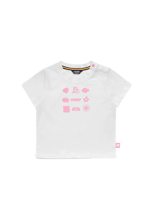 E.PETE SET PLAGE JERSEY - WHITE-PINK GERANIUM