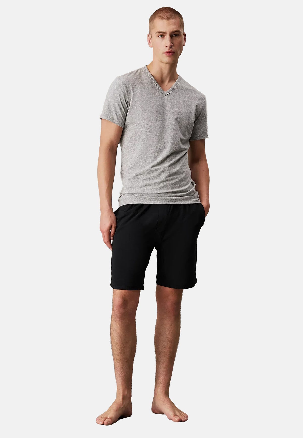 S/S V NECK 3PK - BLACK-GREY-WHITE