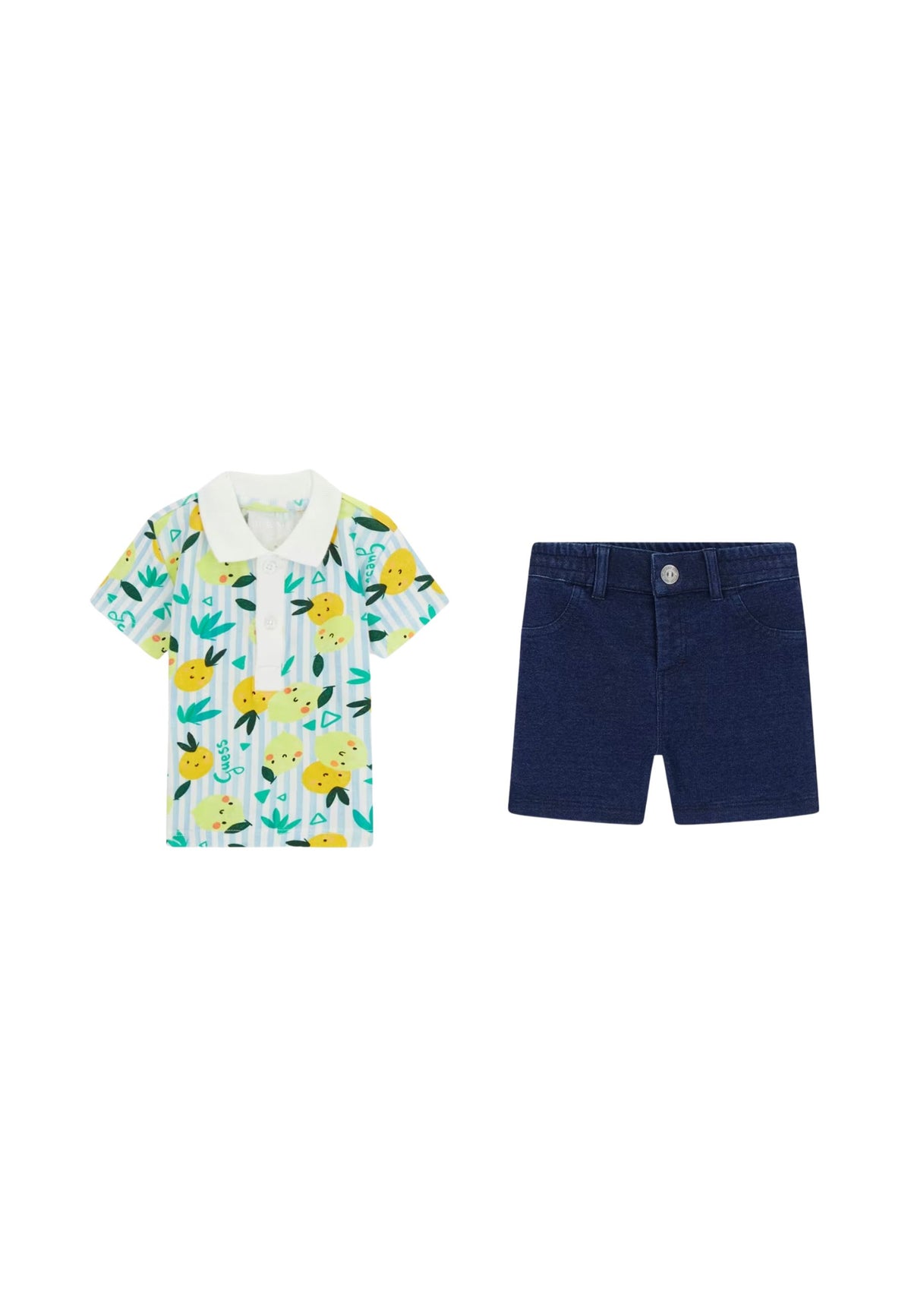 SET SS POLO+KNIT DENIM SHORTS - MULTICOLOR