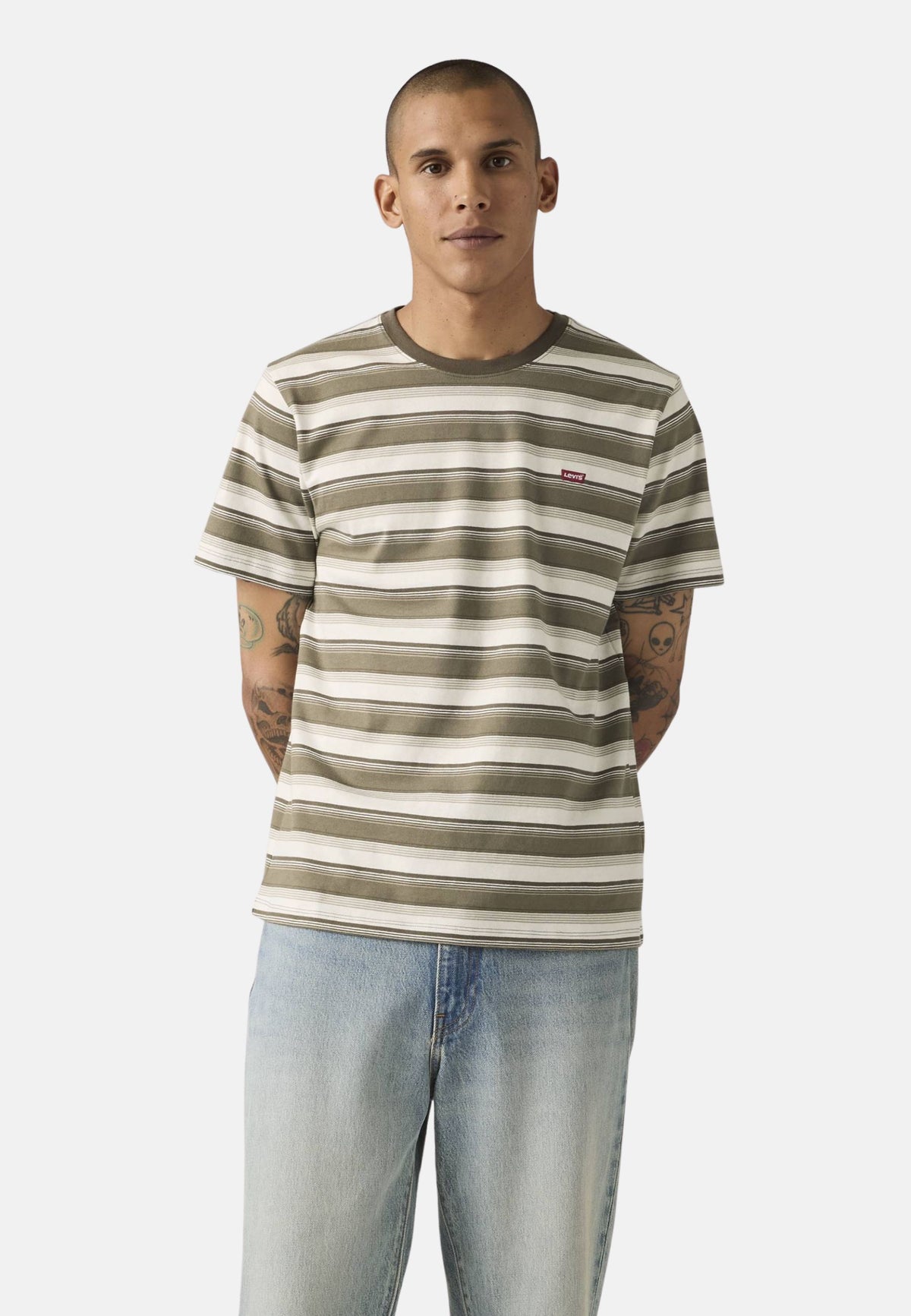 SS ORIGINAL HM TEE - RIGATA BIANCO/ VERDE/BEIGE