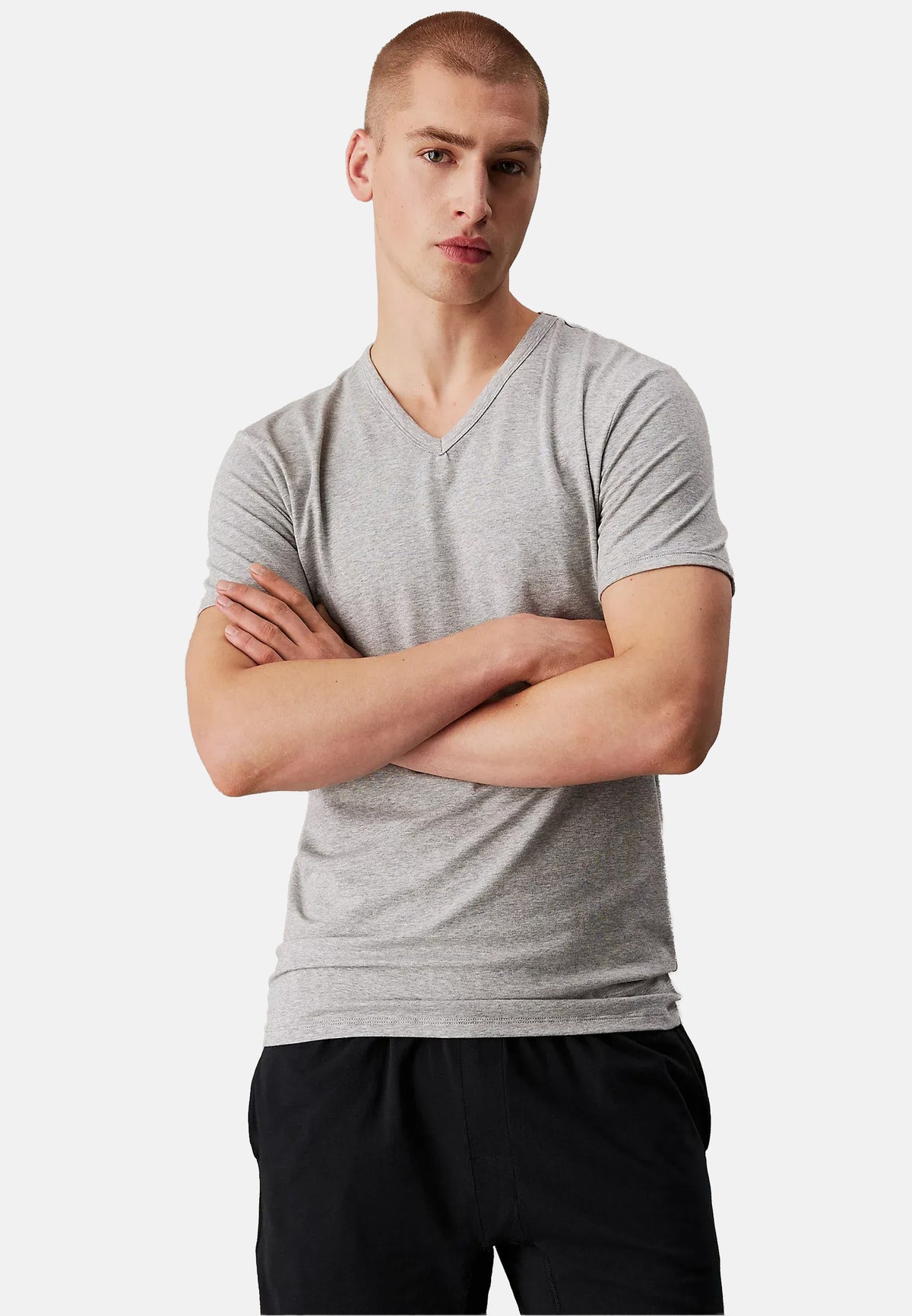 S/S V NECK 3PK - BLACK-GREY-WHITE