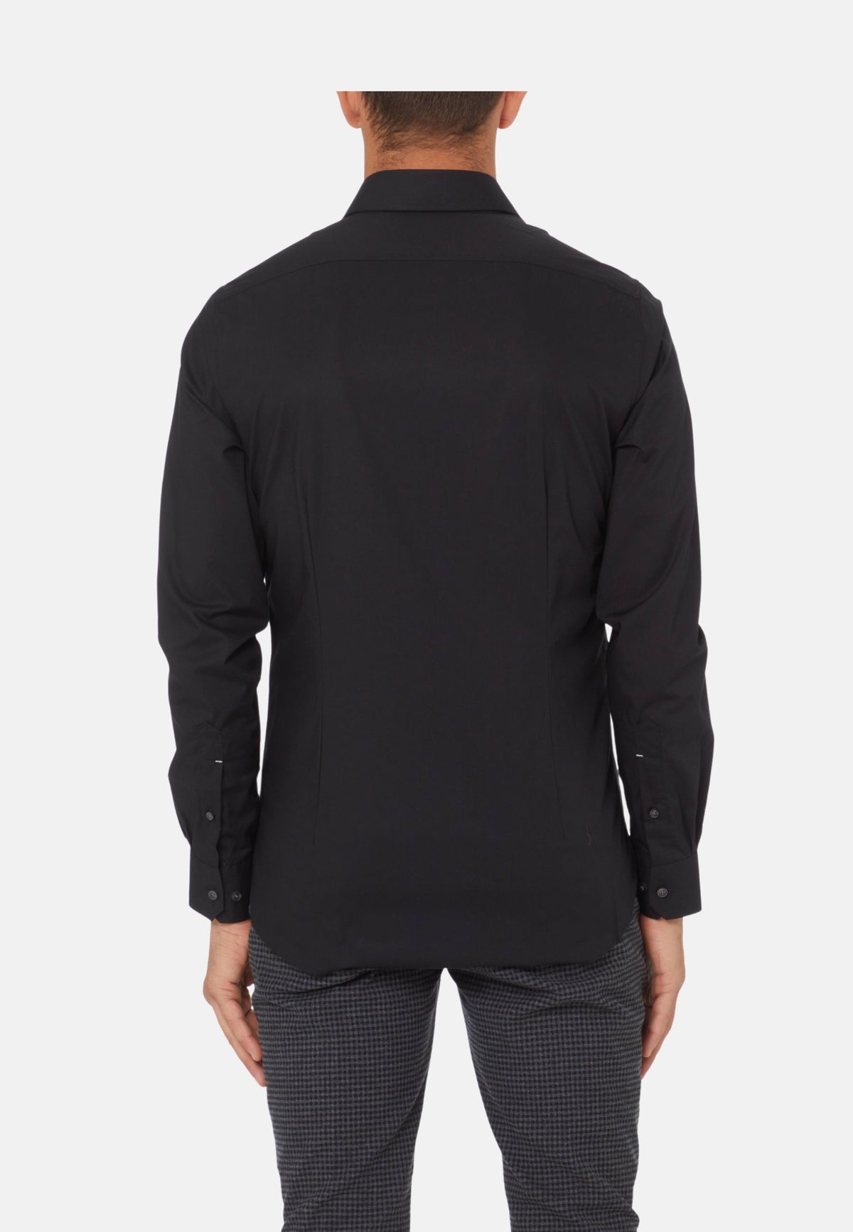 POPLIN STRETCH SLIM SHIRT - BLACK
