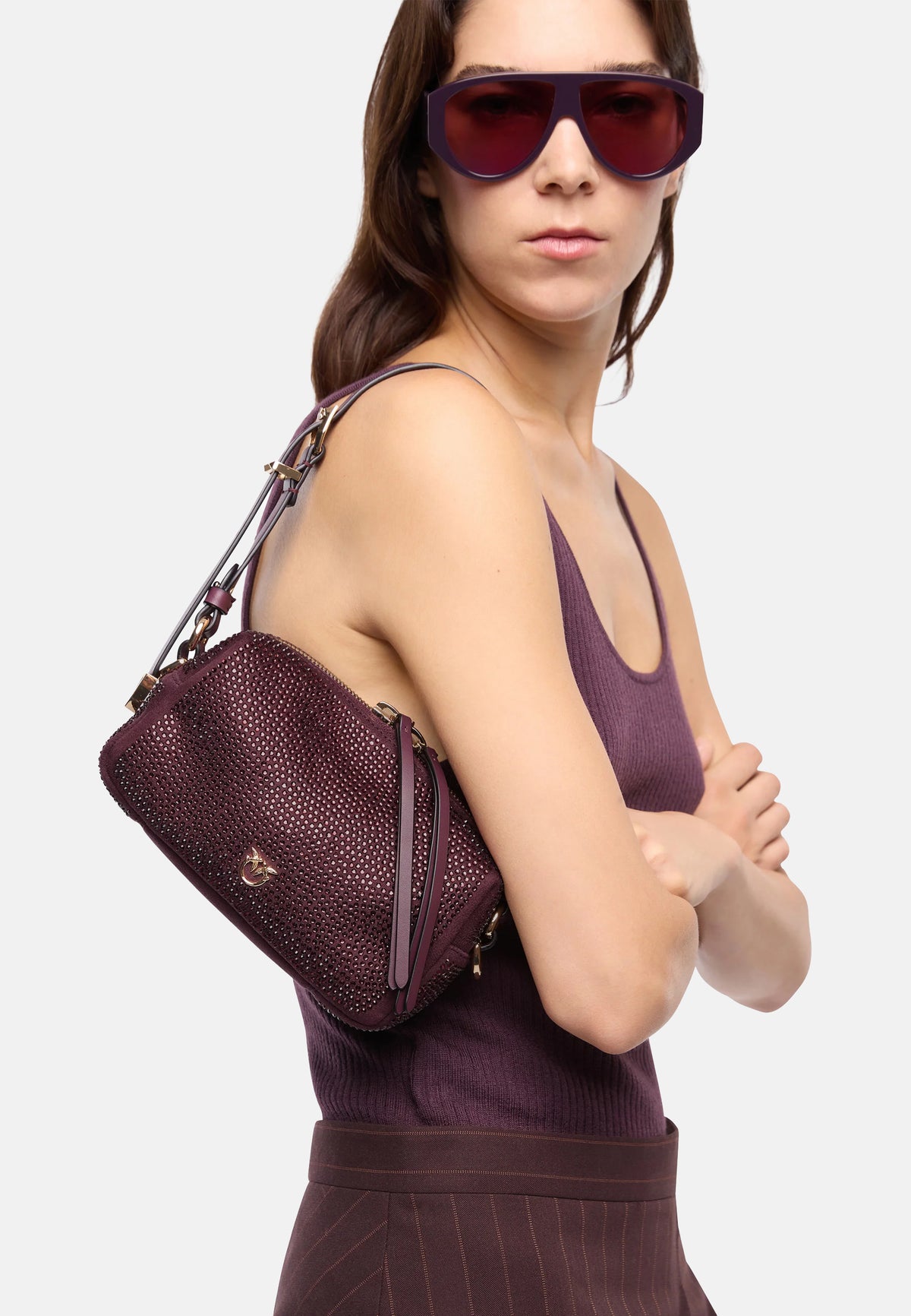 BAULETTO TRITTICO MINI FULL STRASS - BURGUNDY