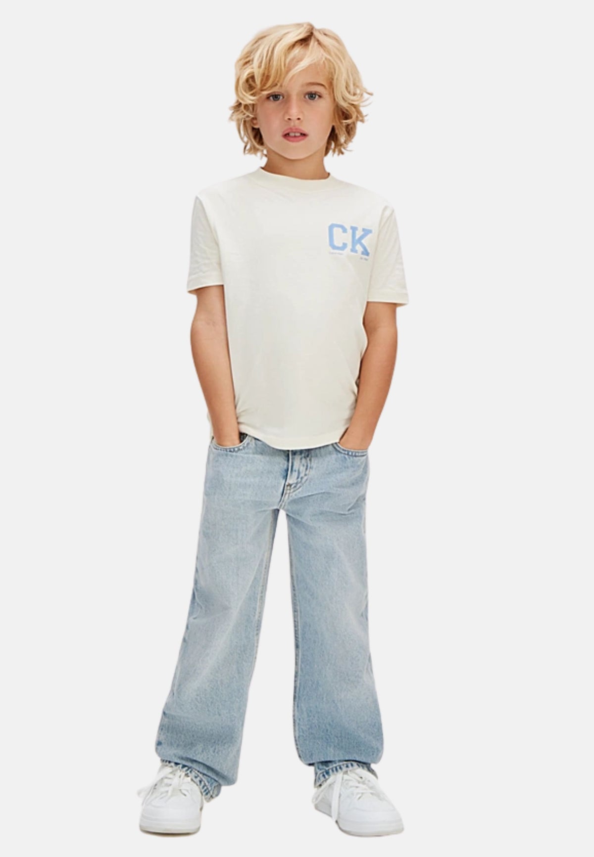 CK CHEST LOGO SS T-SHIRT - VANILLA ICE