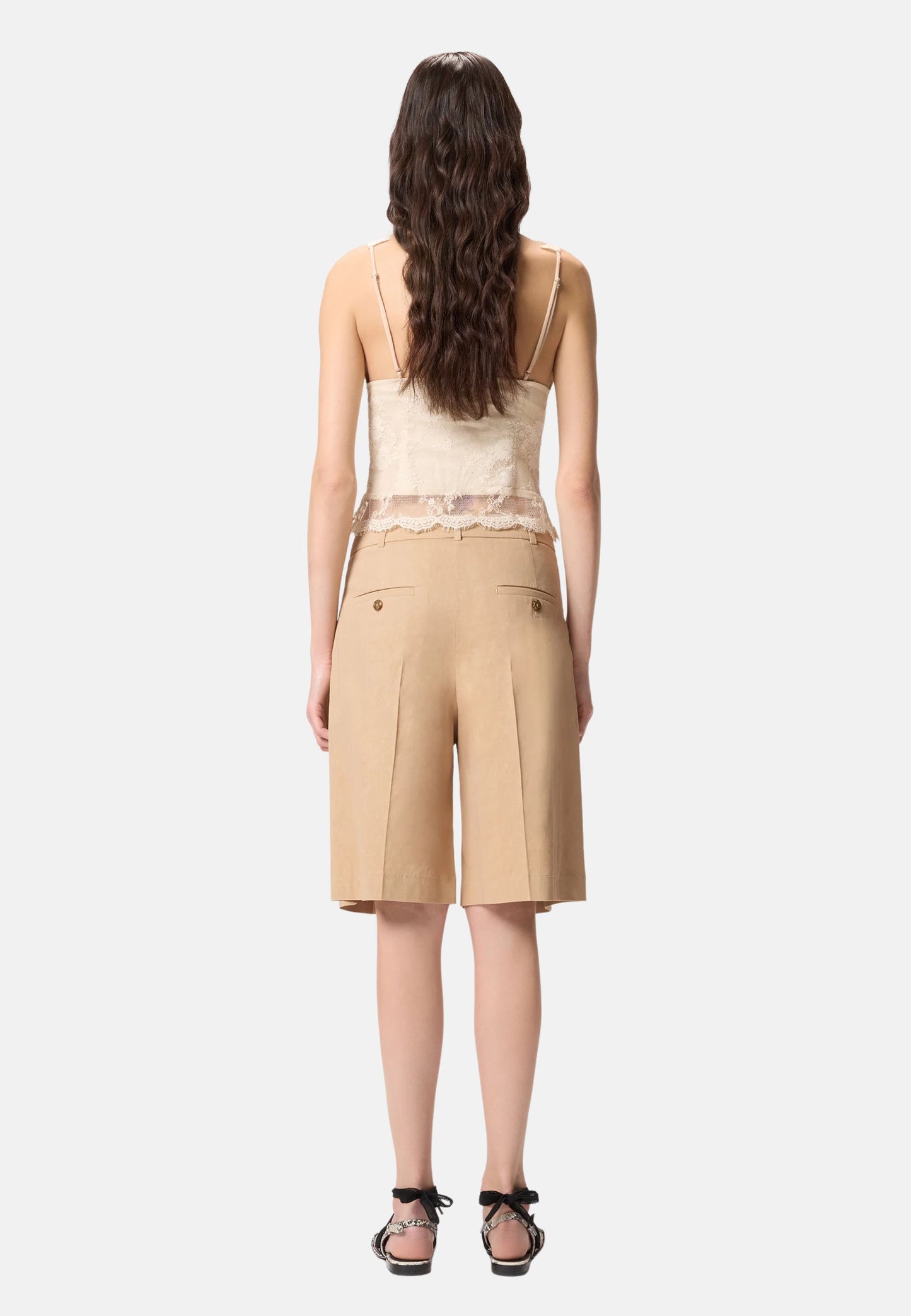 BRYANA BERMUDA LINO STRETCH - BEIGE