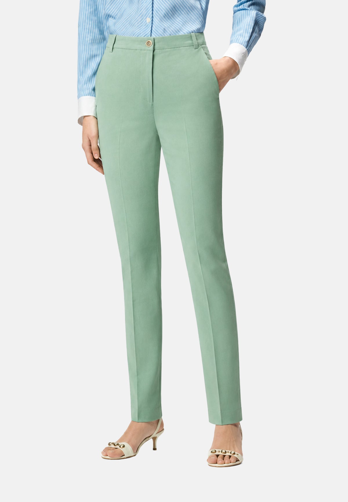 BELLO PANTALONE LINO STRETCH - GREEN