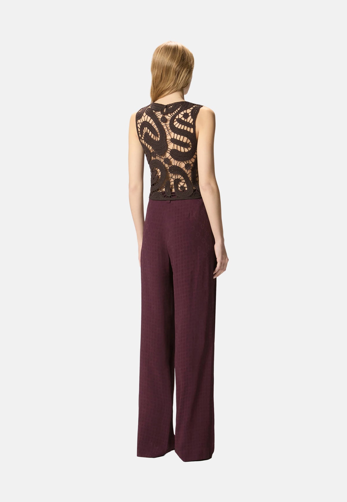 ERUZIONE TOP CROCHET GEOMETRICO - BROWN