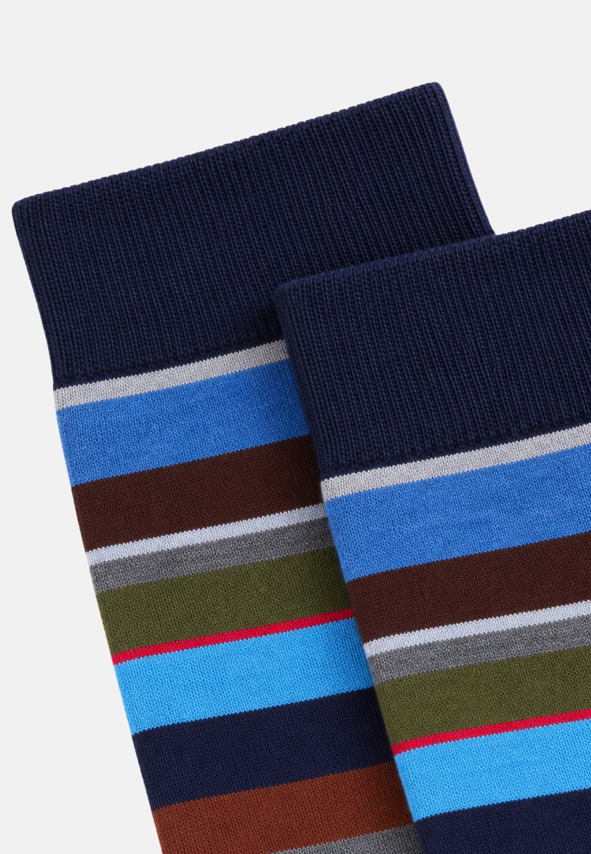 CALZINO LUNGO LEGGERO RIGHE MULTICOLOR - OLTREMARE/QUERCIA