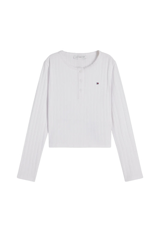 POINTELLE TOP LS - WHITE