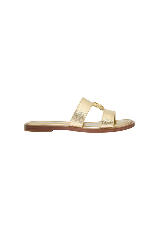 ERIN FLAT SANDAL METALLIC LEATHER - PALE GOLD