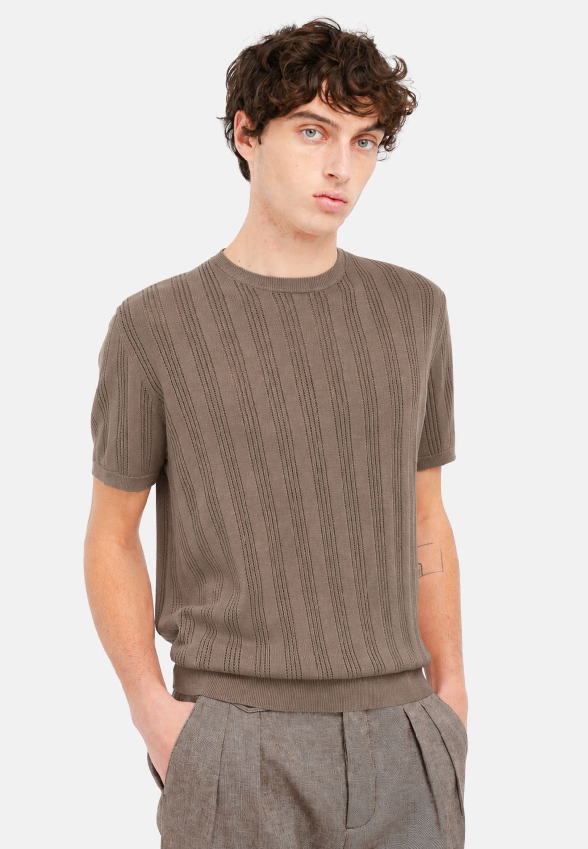 T-SHIRT M/M IN FILO - MARRONE