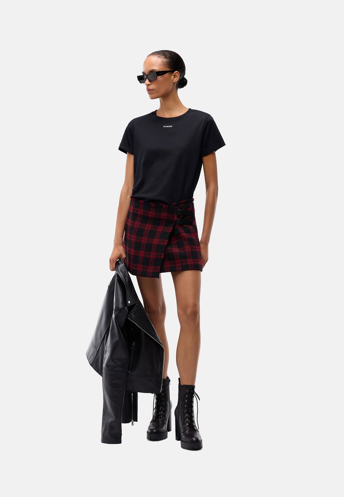 BASICO T-SHIRT JERSEY LOGO PINKO GOMMATO - BLACK