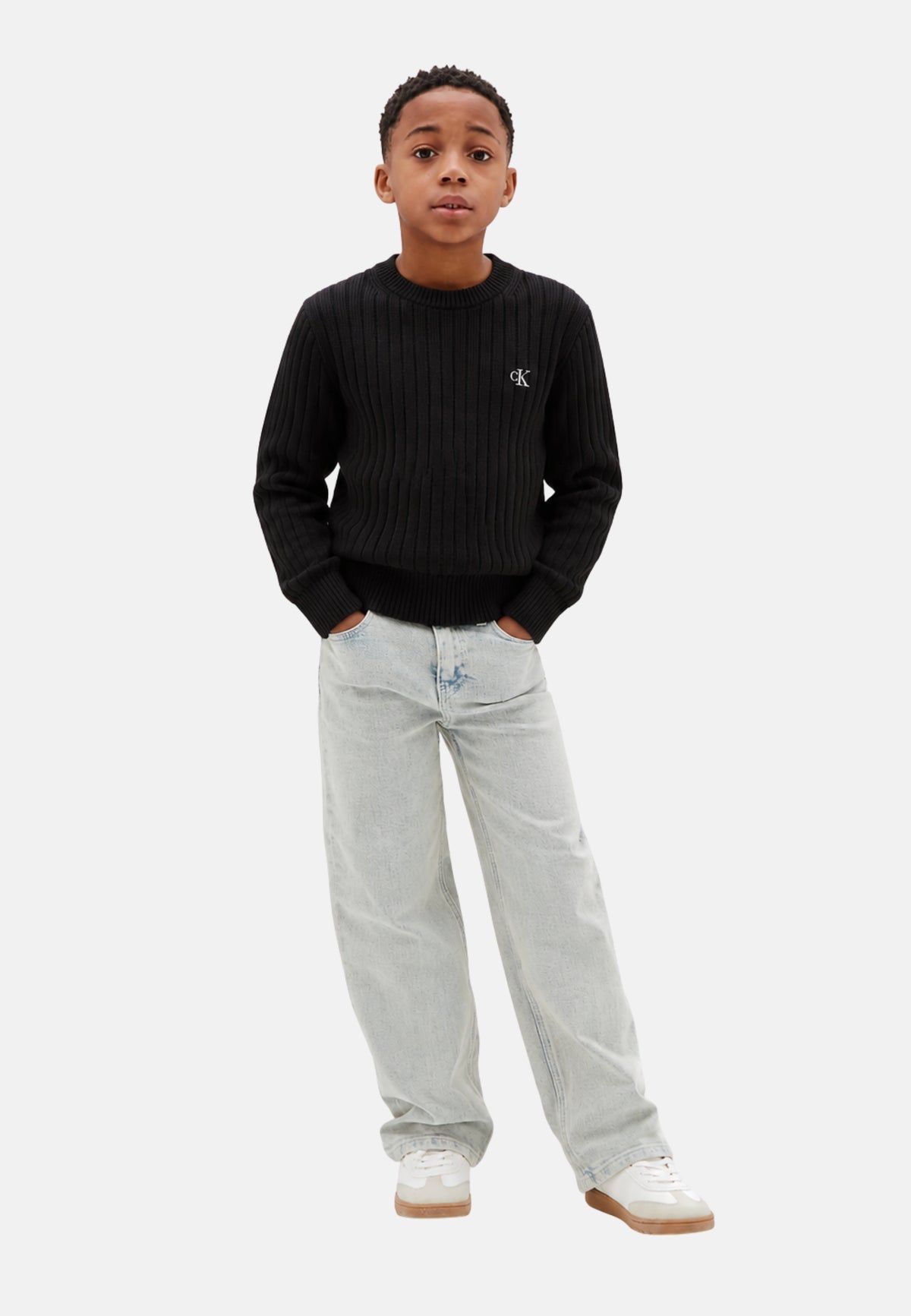 CK DROPPED NEEDLE SWEATER CN - PVH BLACK
