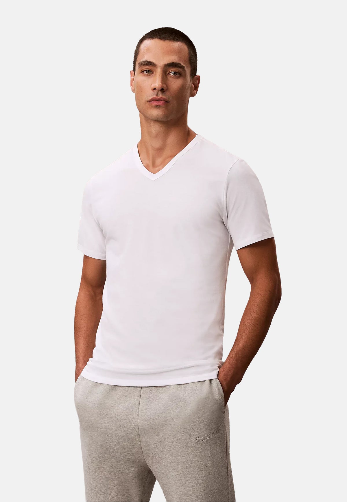 S/S V NECK 3PK - WHITE