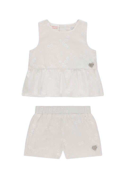 SET MUSLIN SL TOP + SHORTS - PURE WHITE
