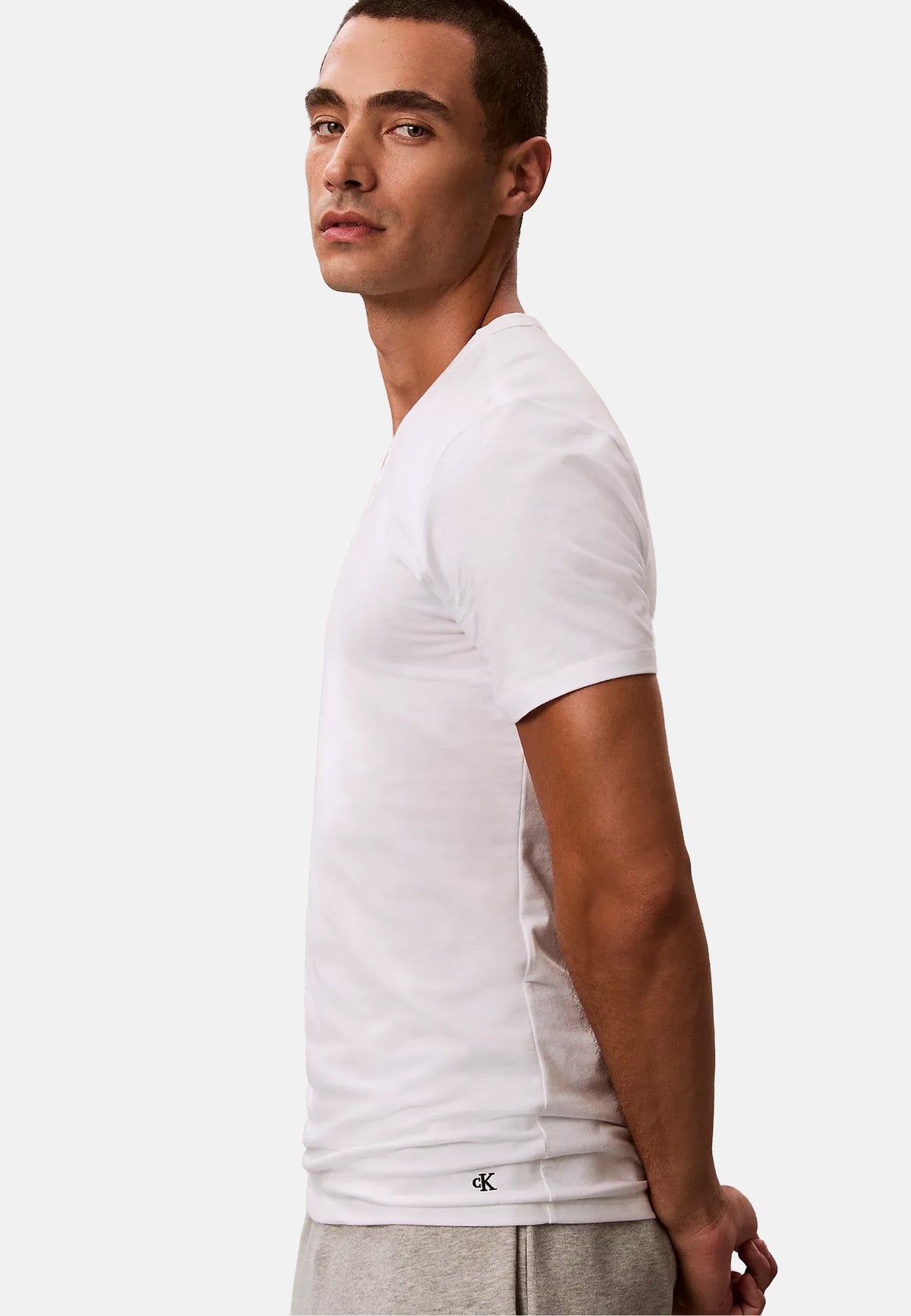 S/S V NECK 3PK - WHITE