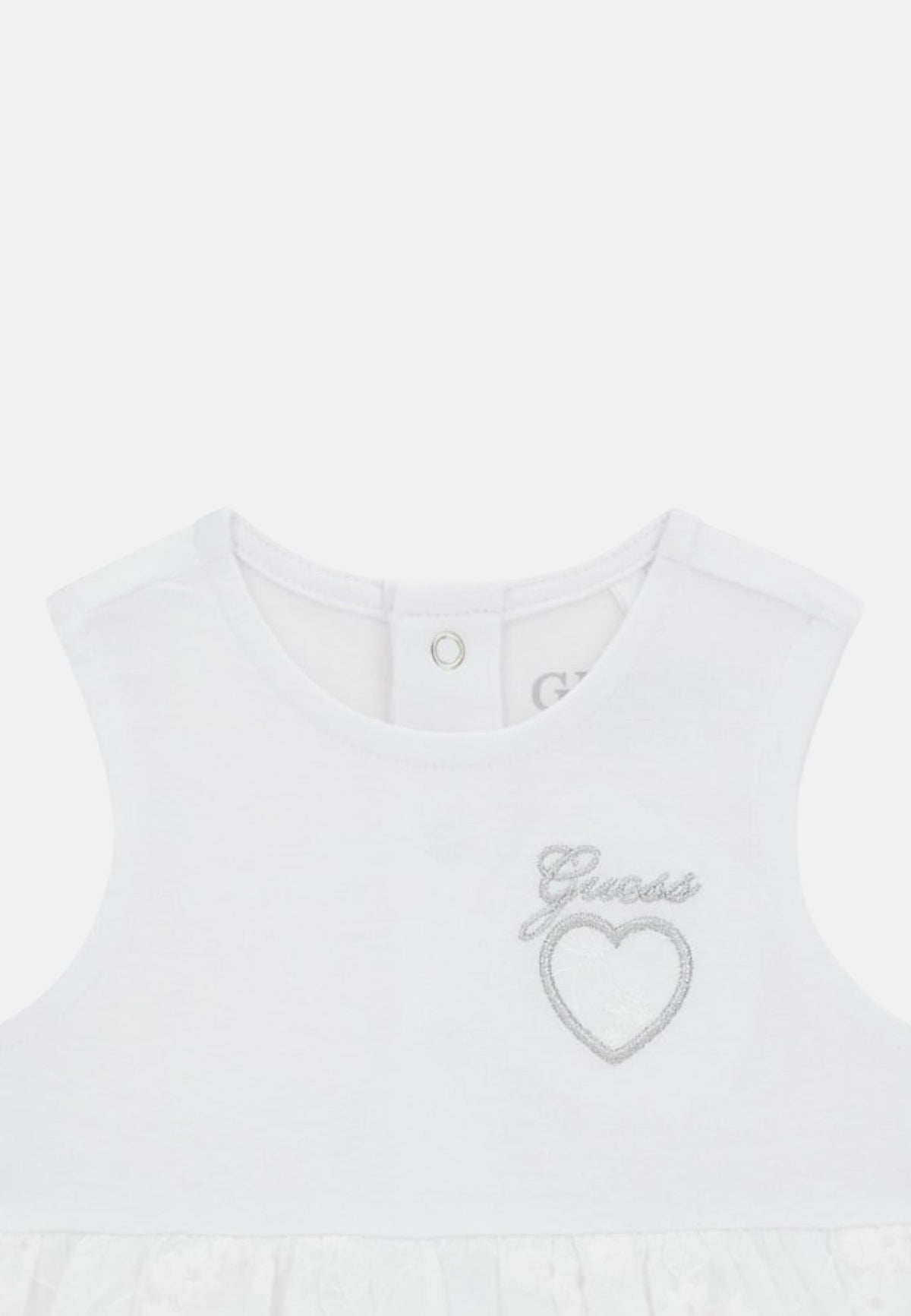 MIXED FABRIC DRESS BODYSUIT - PURE WHITE