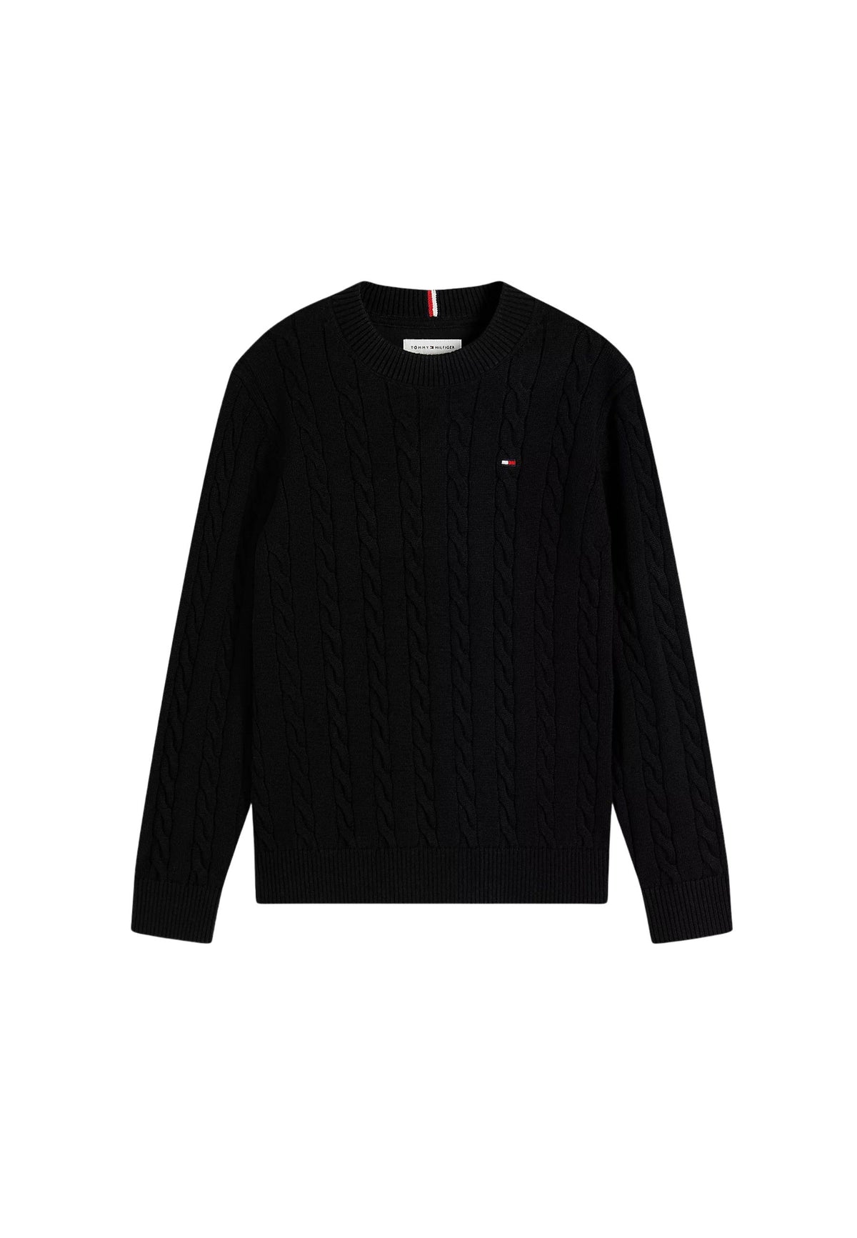 COTTON CABLE SWEATER - BLACK