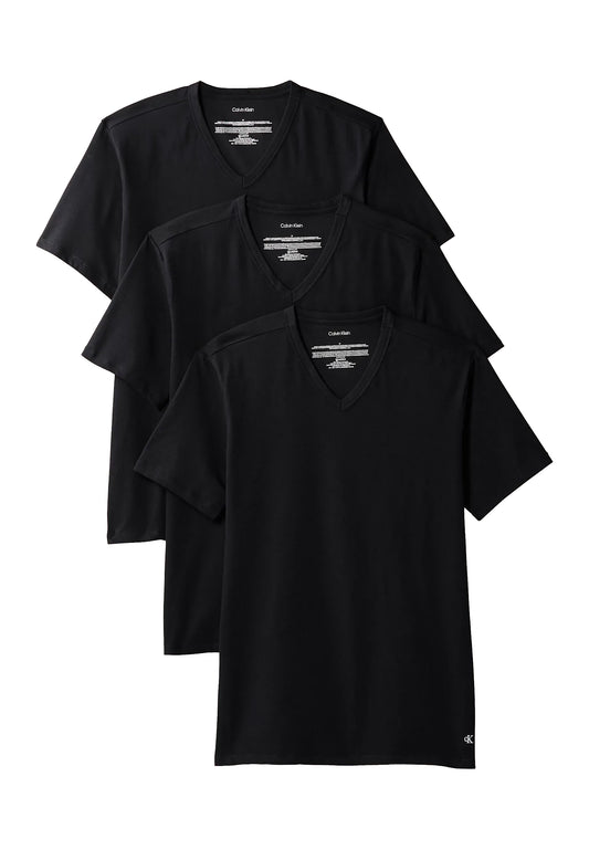 S/S V NECK 3PK - BLACK