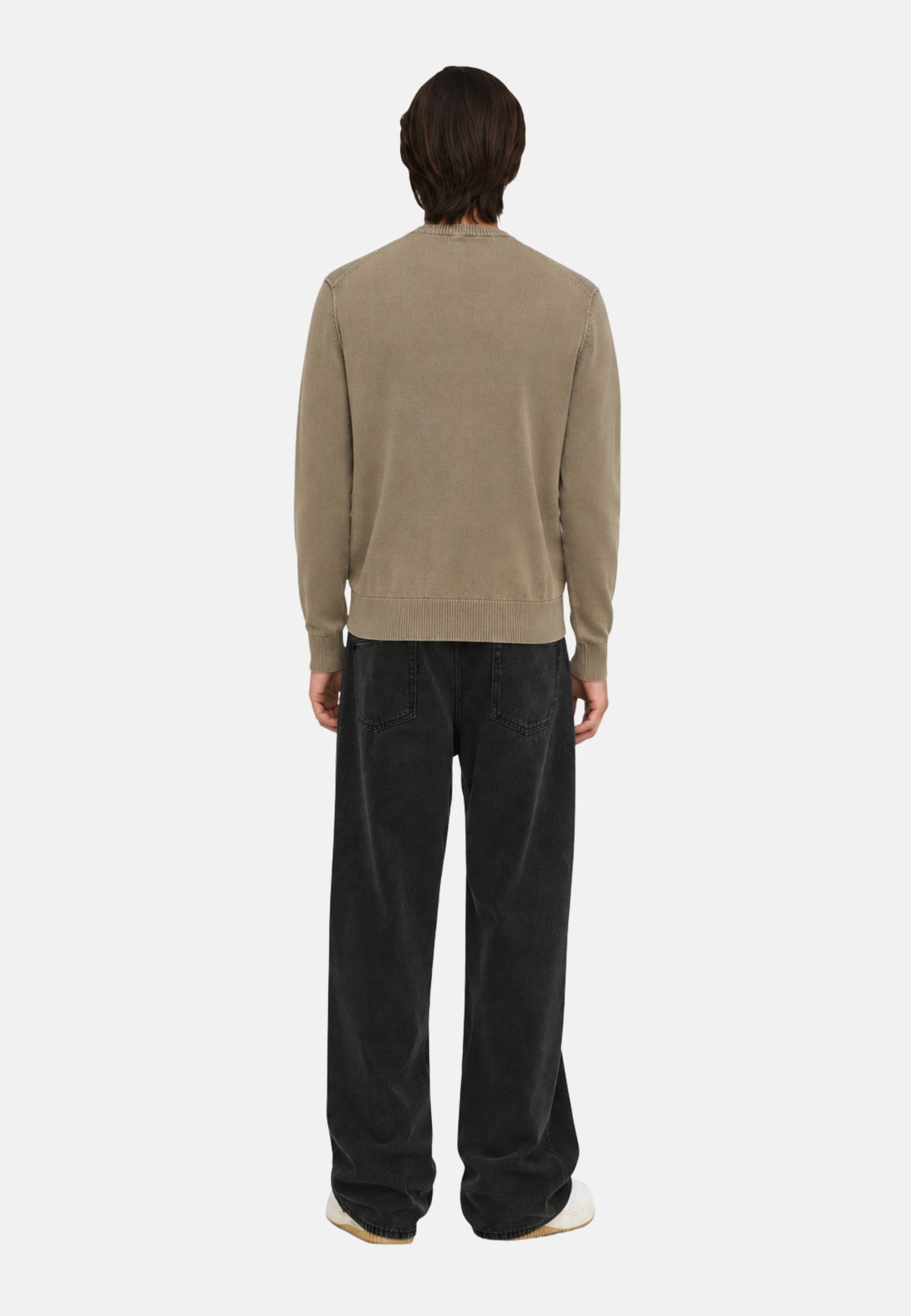 ONSGARSON LS REG WASH CREW KNIT VD - CHINCHILLA