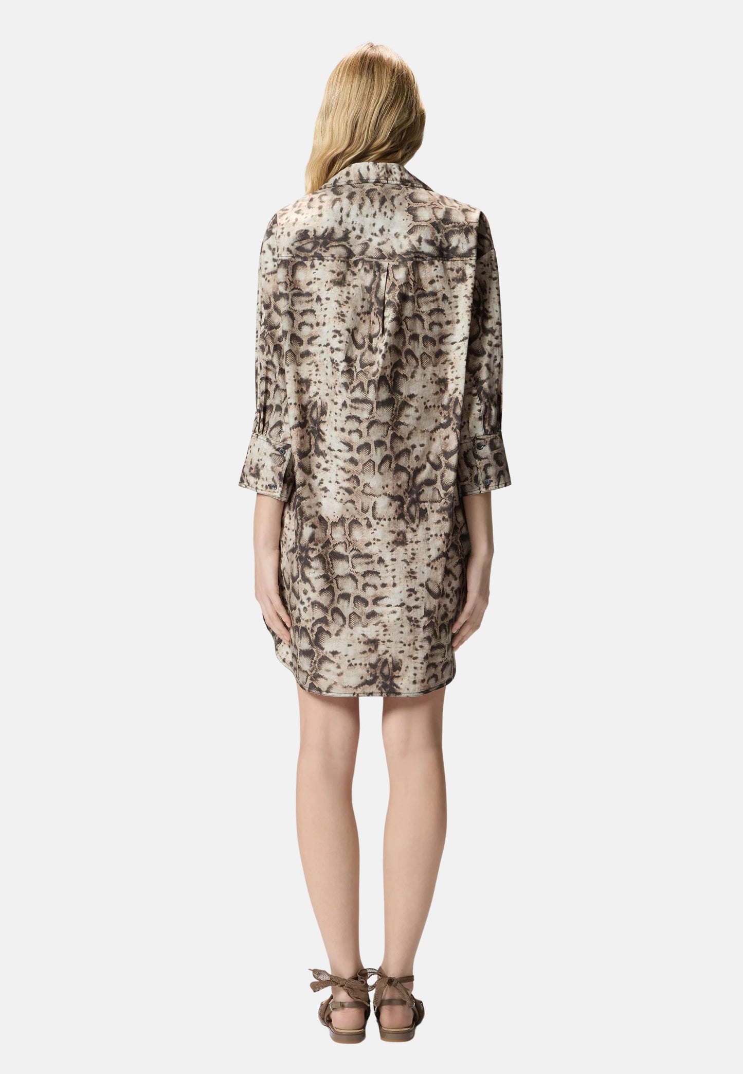 AGRA ABITO POPELINE STAMPA SNAKE - BEIGE/NERO
