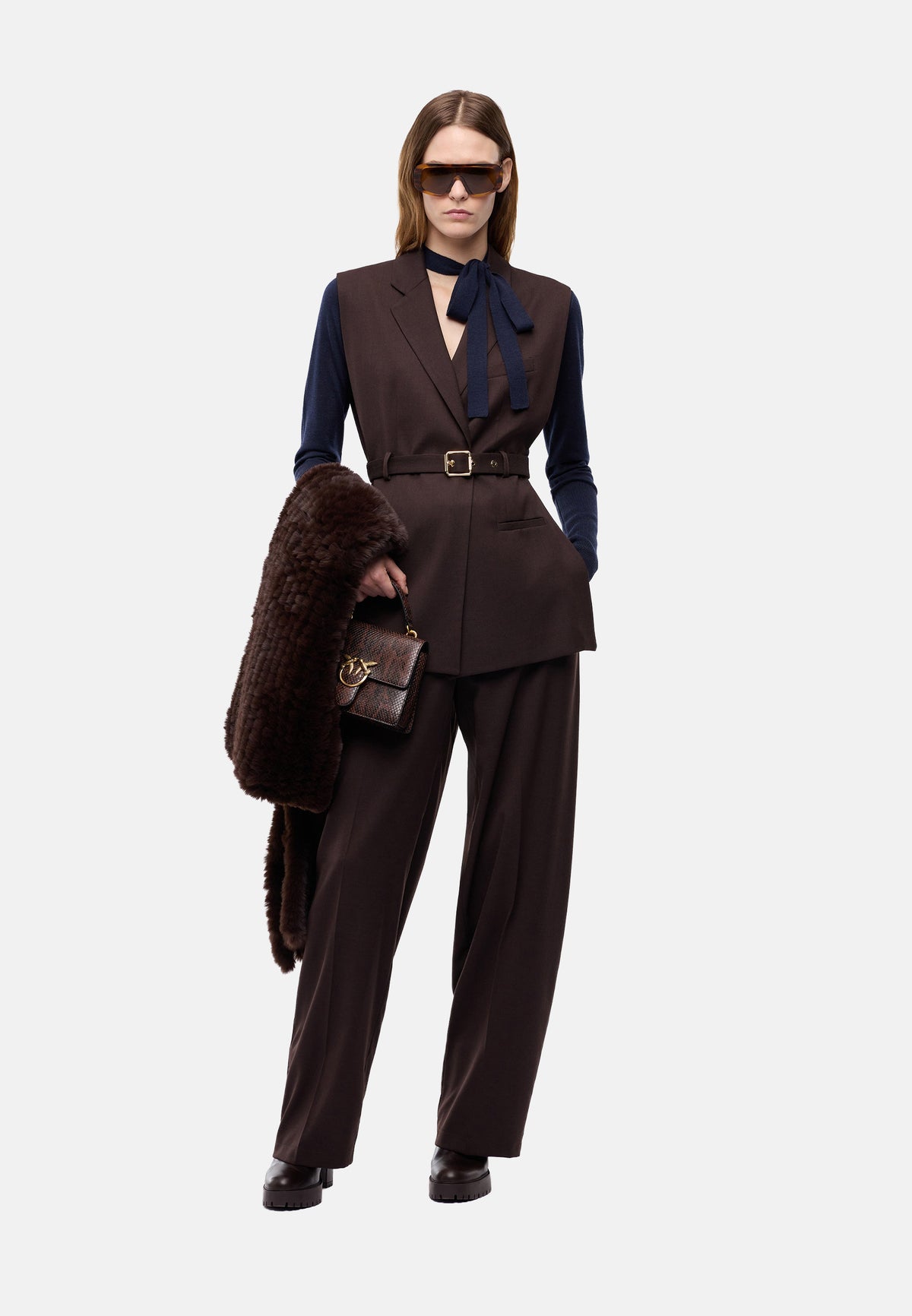 NURAQUS GILET DIAGONALE - BROWN