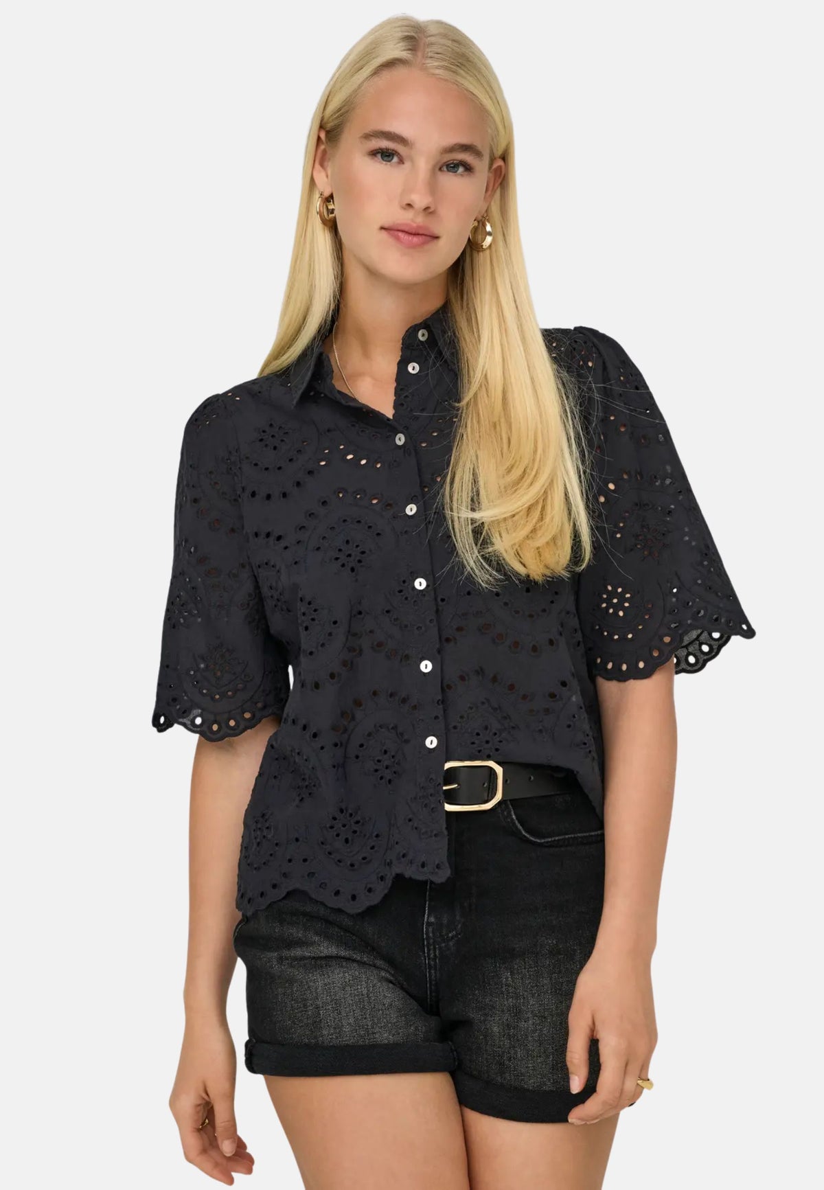 ONLVALAIS S/S SHIRT WVN NOOS - BLACK