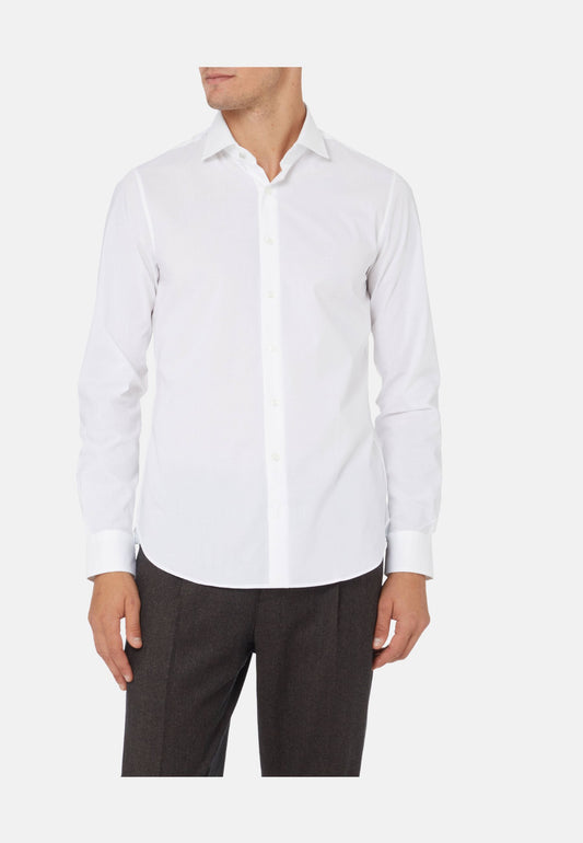 POPLIN STRETCH SLIM SHIRT - WHITE
