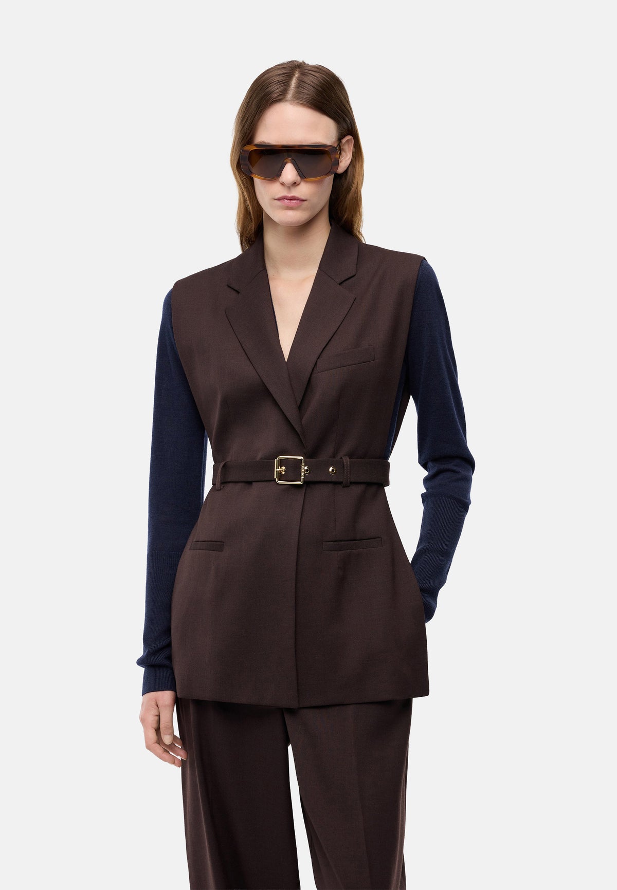 NURAQUS GILET DIAGONALE - BROWN