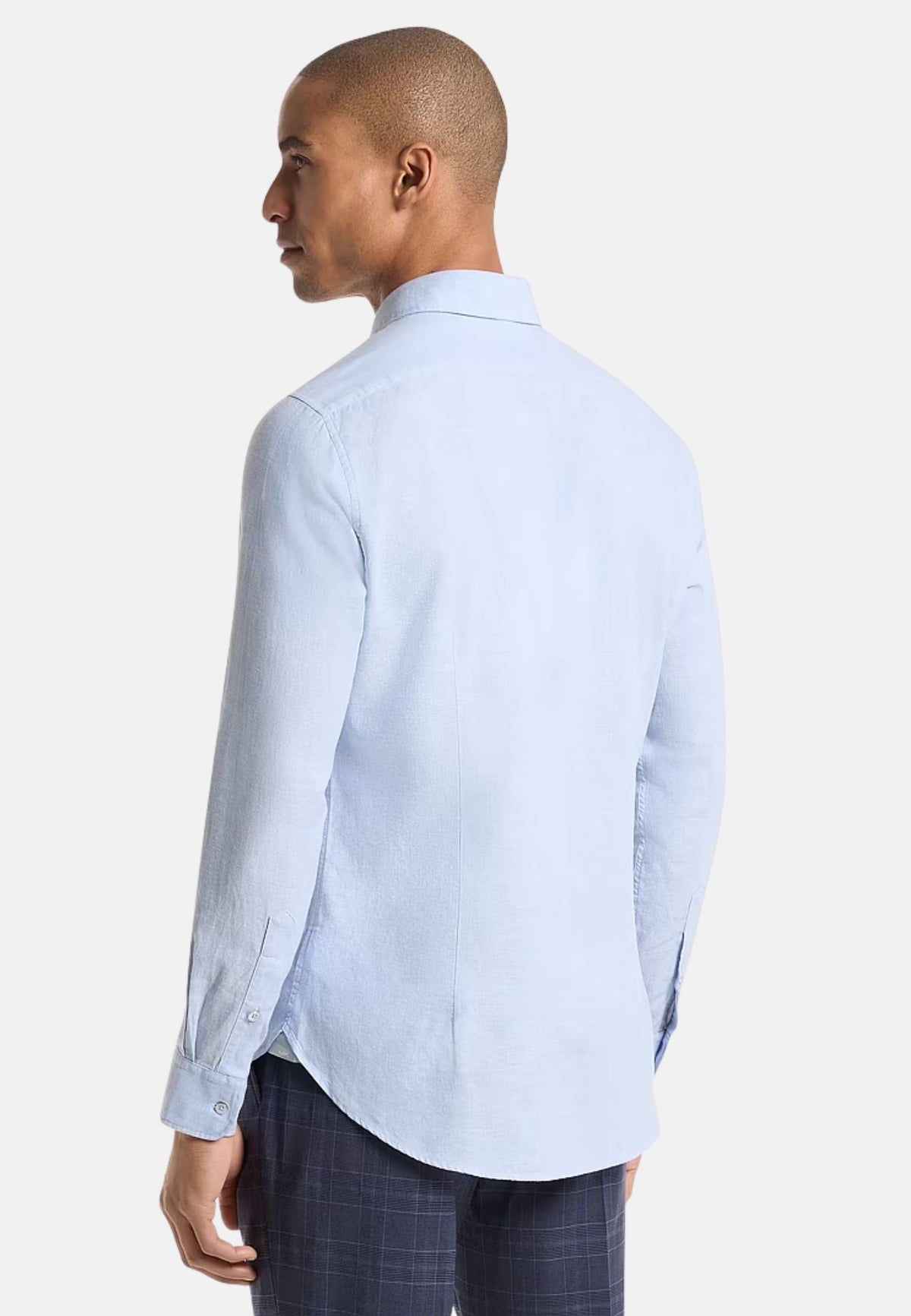COTTON LINEN SLIM SHIRT - LIGHT BLUE