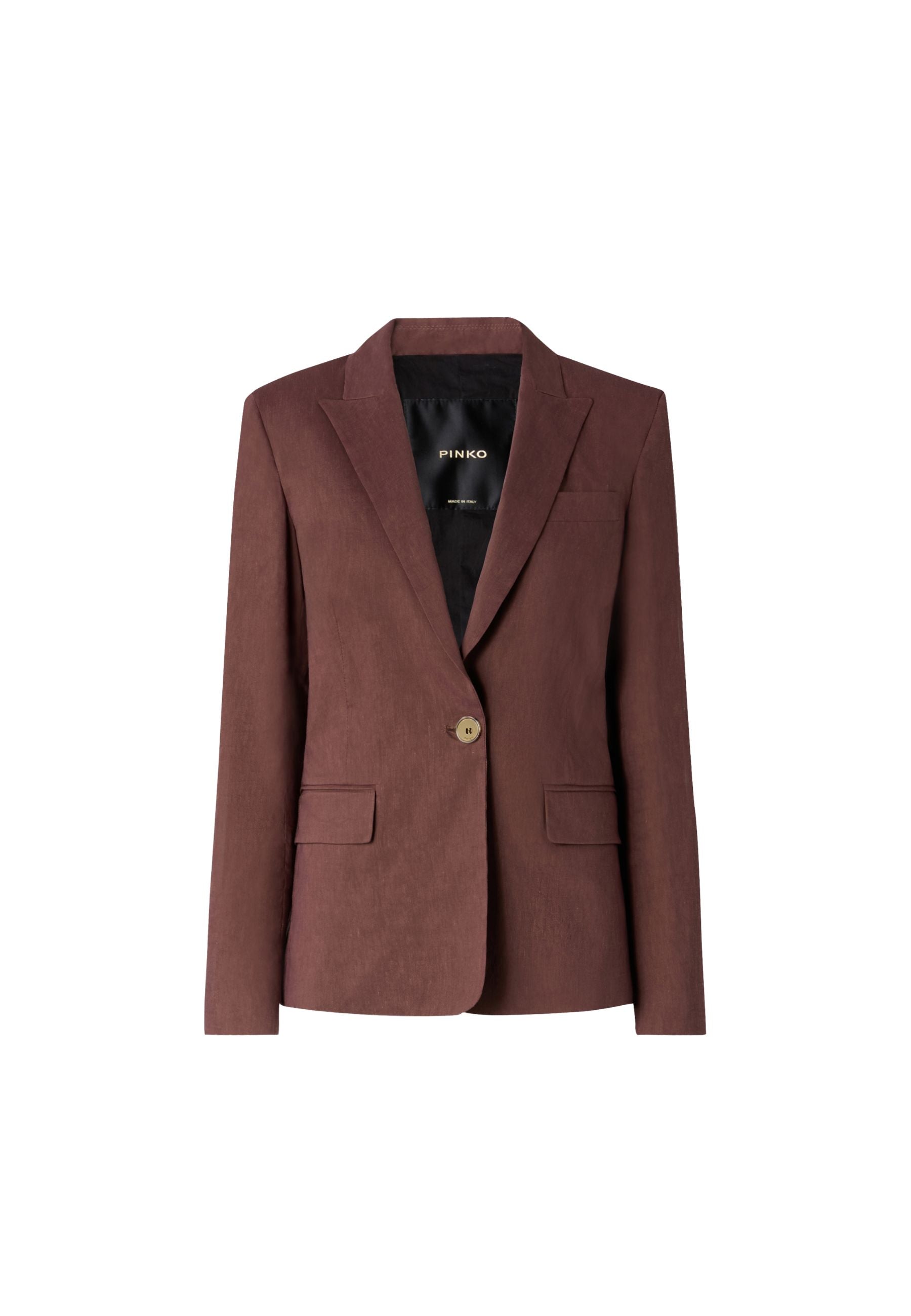FREDA GIACCA LINO STRETCH - BROWN