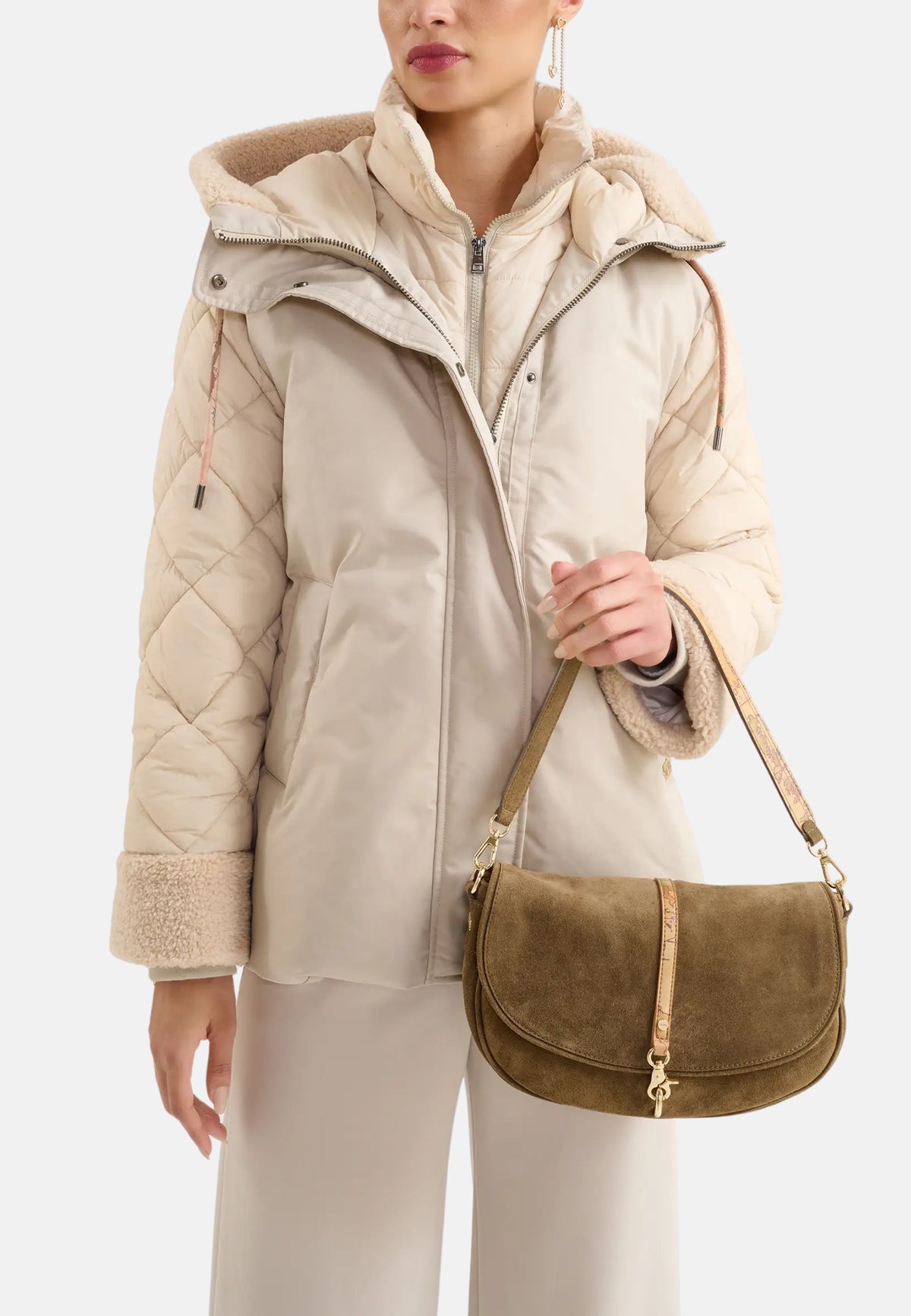 SHOULDER BAG WITH FLAP - OLIVE GREEN