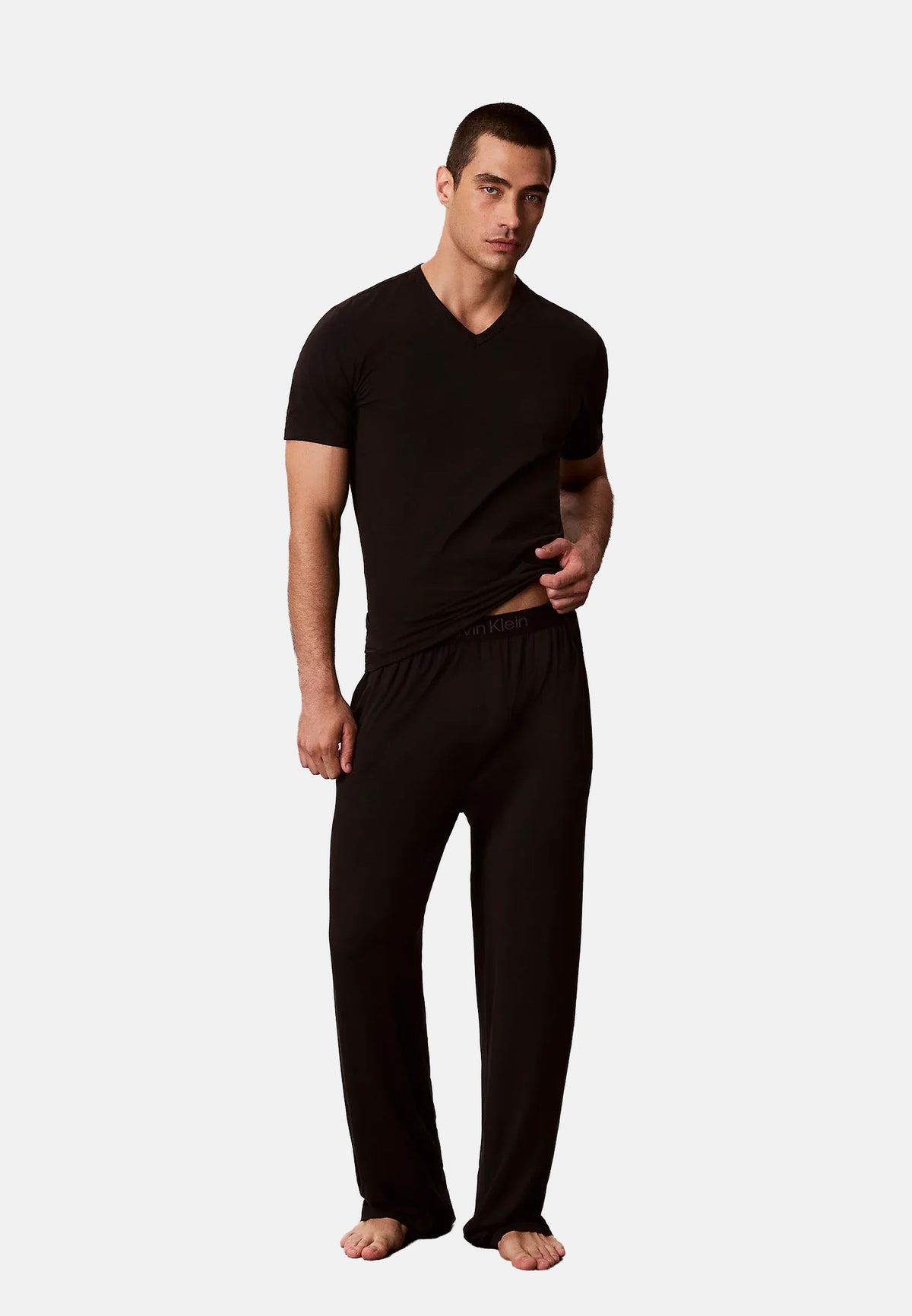 S/S V NECK 3PK - BLACK