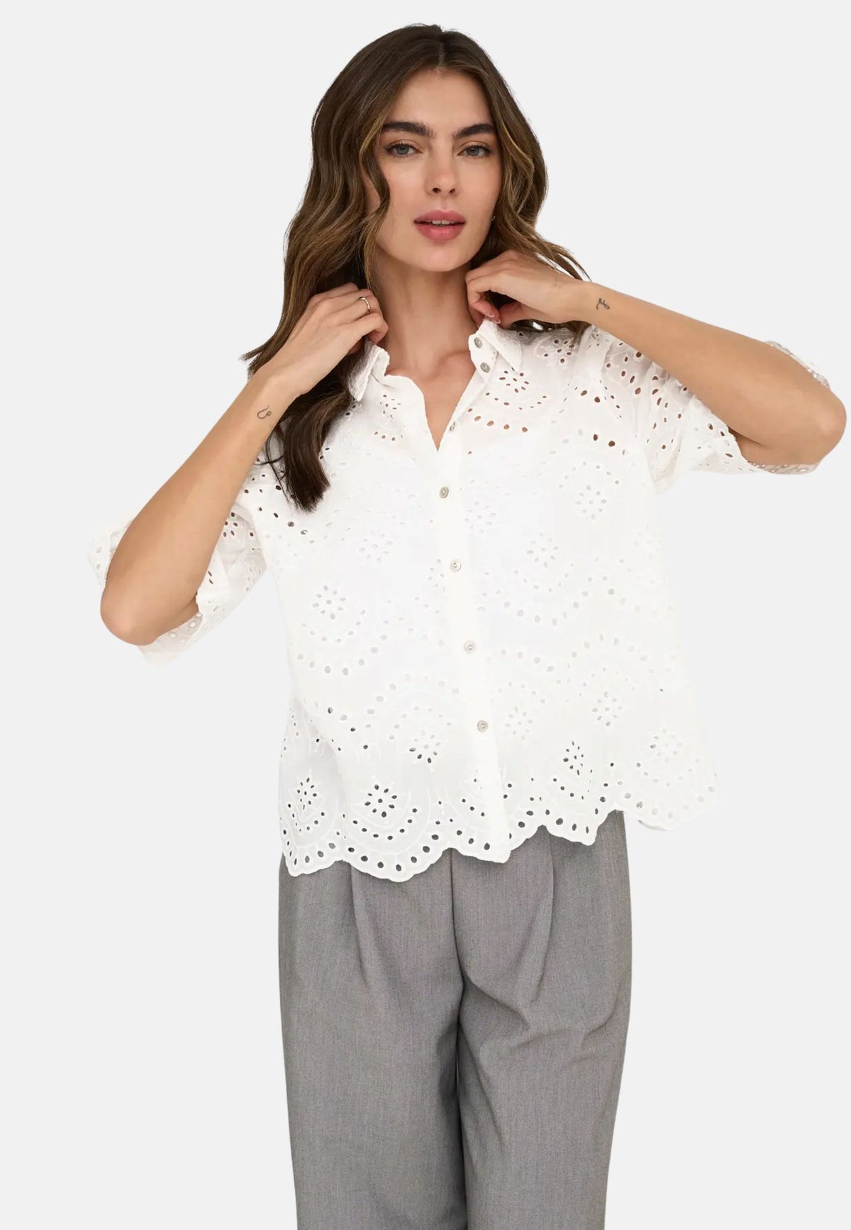 ONLVALAIS S/S SHIRT WVN NOOS - CLOUD DANCER