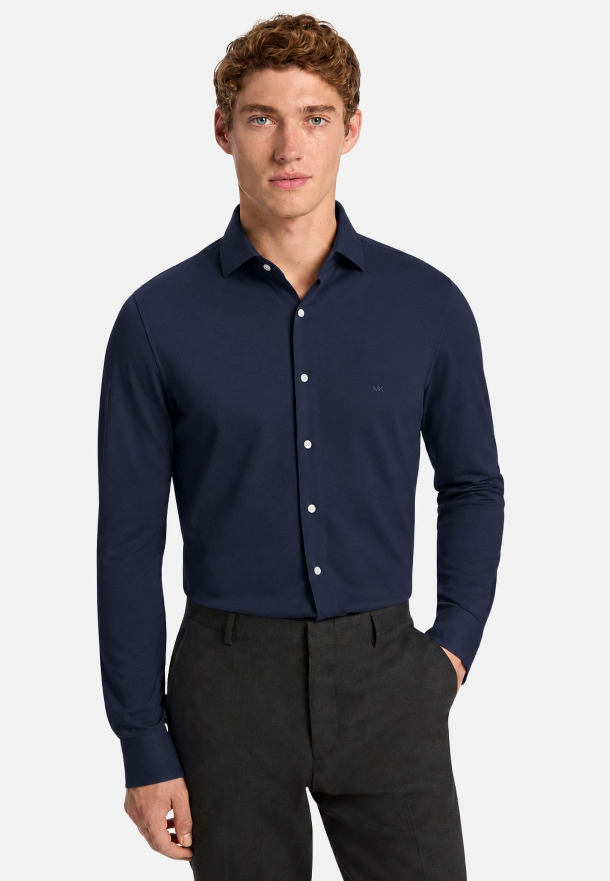 JAPANESE PERFORM KNIT SLIM SHIRT - BLU NAVY