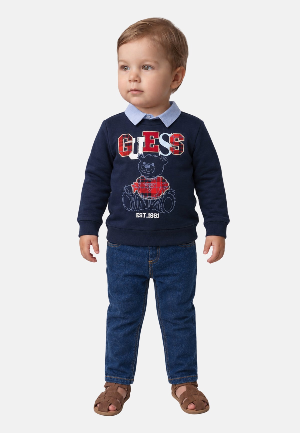 SET LS ACTIVE TOP W/OXFORD - SMART BLUE