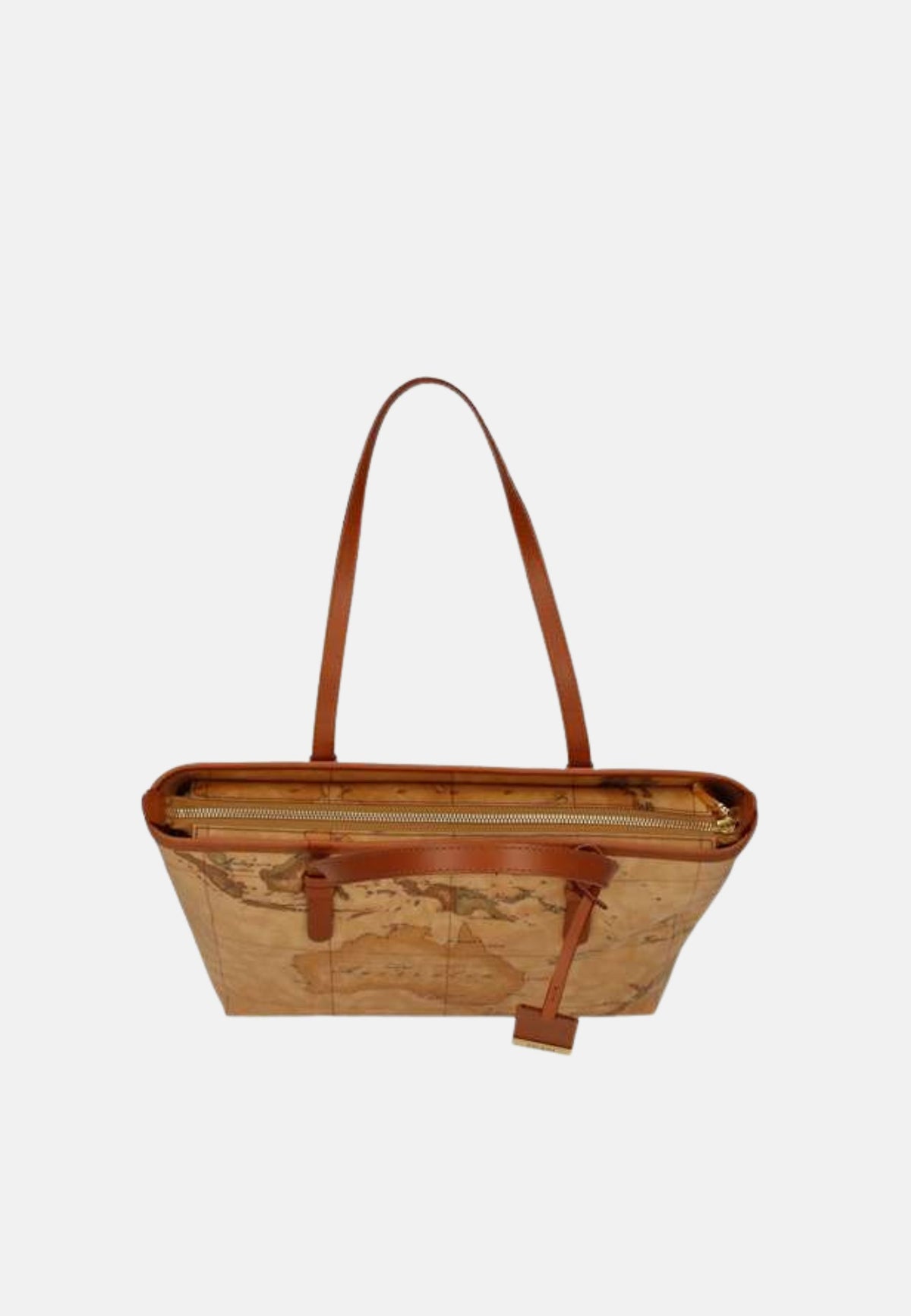 SHOPPING MEDIA - Shopping donna realizzata in tessuto stampa Geo con finiture in vera pelle. Interni in tessuto. All'interno tasche per riporre piccoli oggetti. - GEO NATURAL
