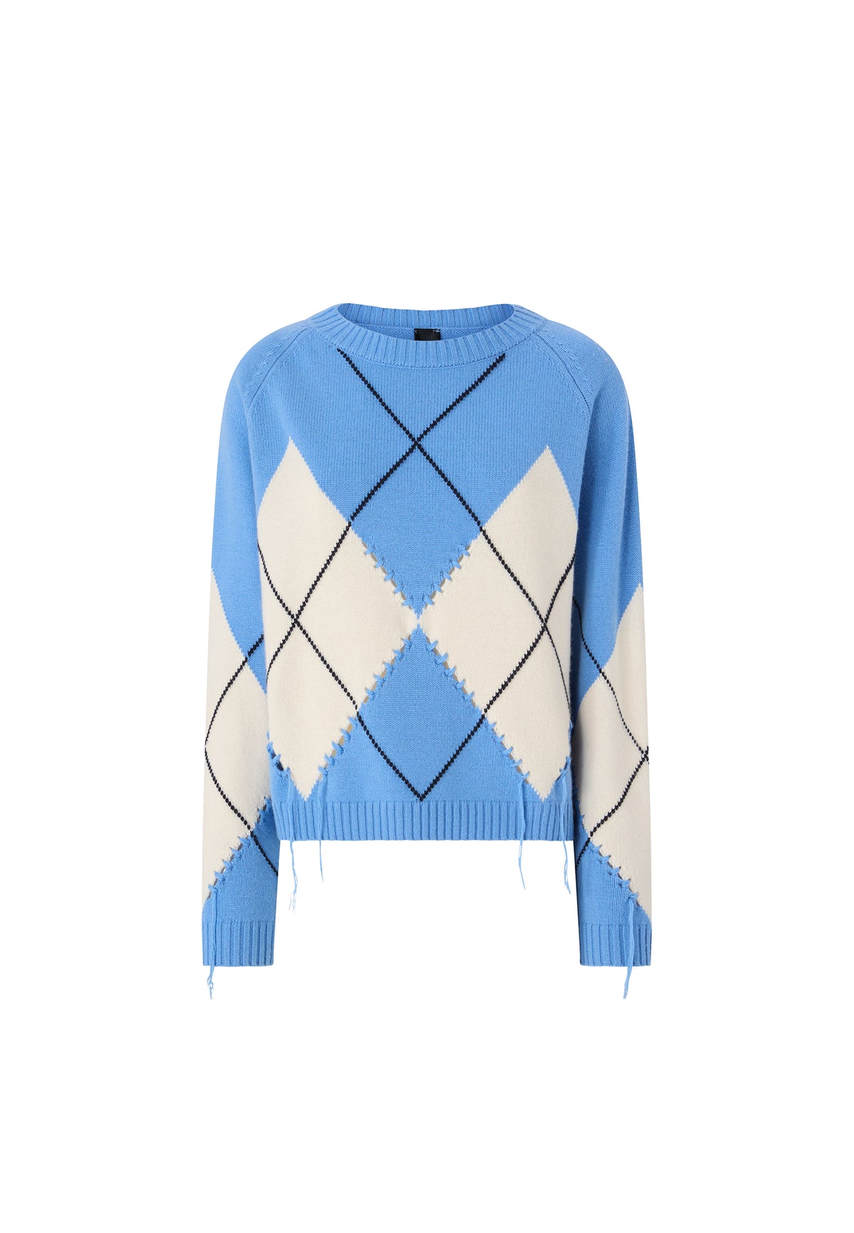 BERNA PULL ARGYLE TRAFORATO - AZZURRO/PANNA