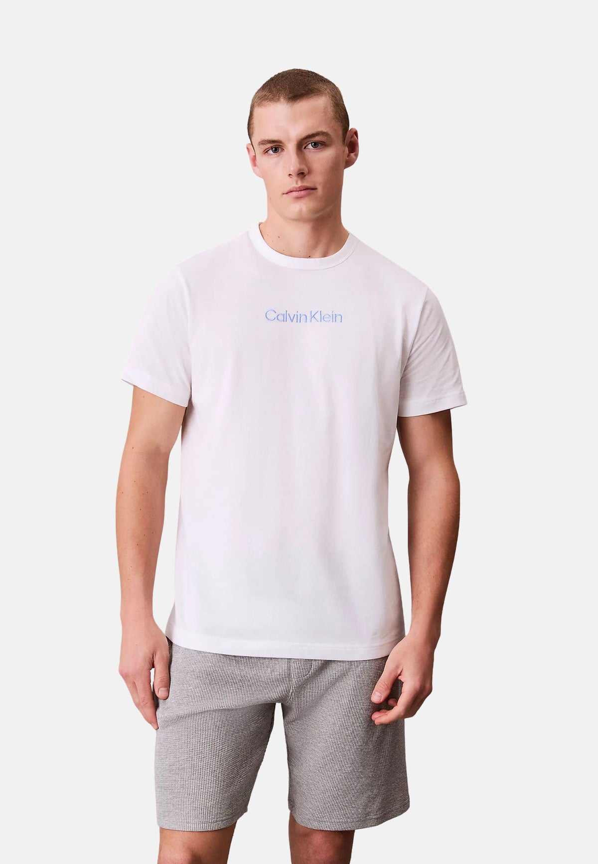 S/S CREW NECK - CLASSIC WHITE W/BLUE DESCENT LOGO