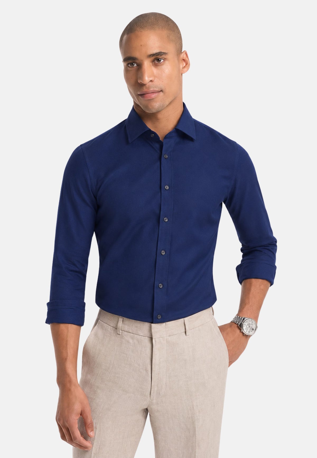 DOBBY ENGINEERD MODERN FIT SHIRT - ESTATE BLUE