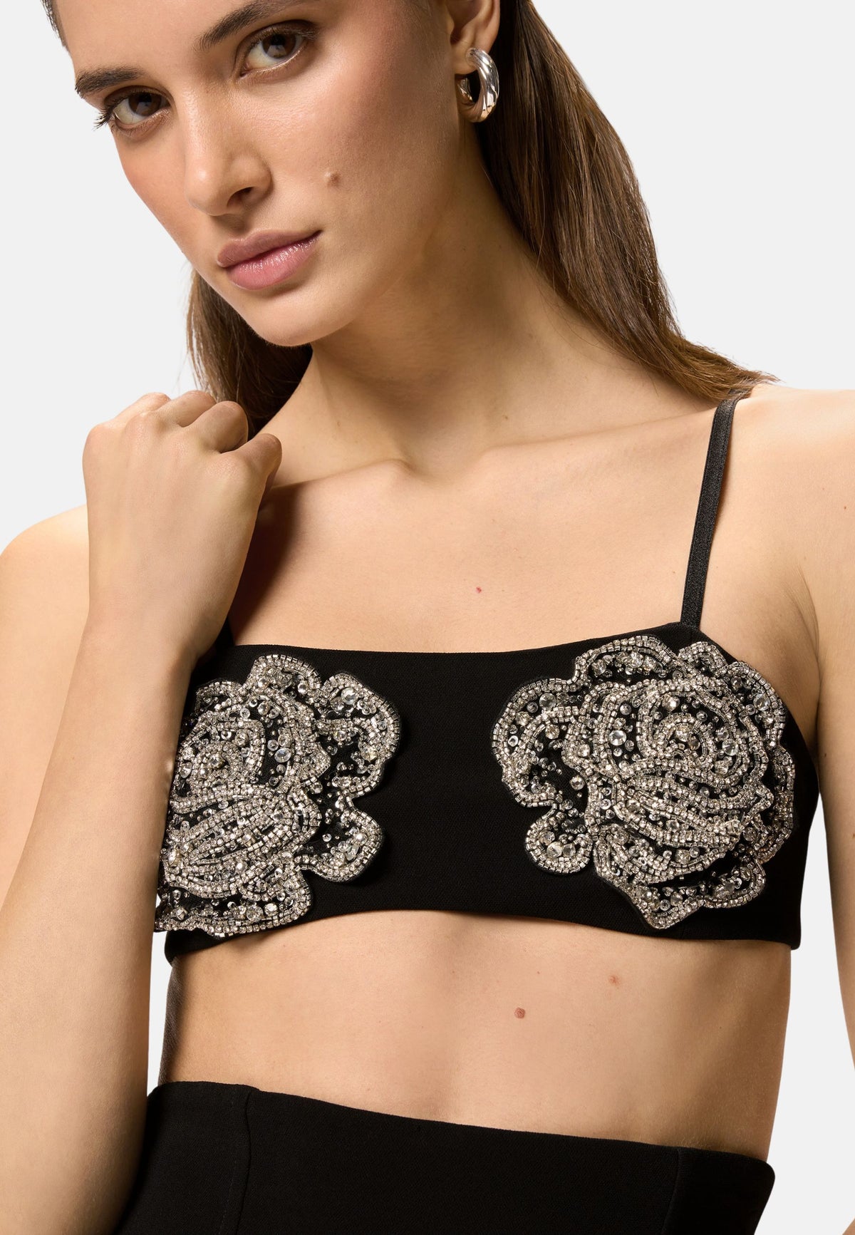 BARBABIETOLE TOP DOUBLE ARMOURE RICAMO - BLACK
