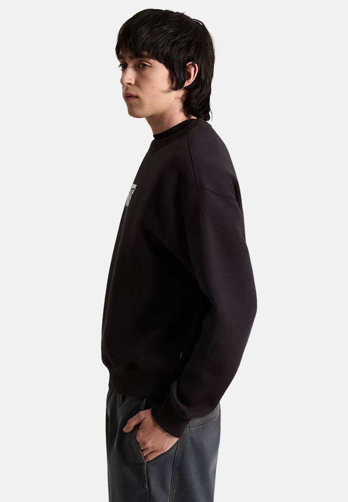 STRETCH LOGO CREW - BLACK/WHITE