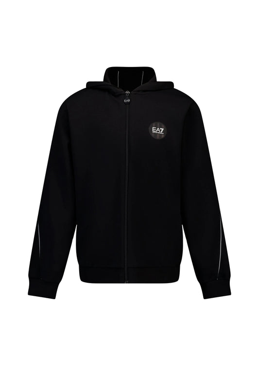 FELPA APERTA CON ZIP E CAPPUCCIO - BLACK BEAUTY
