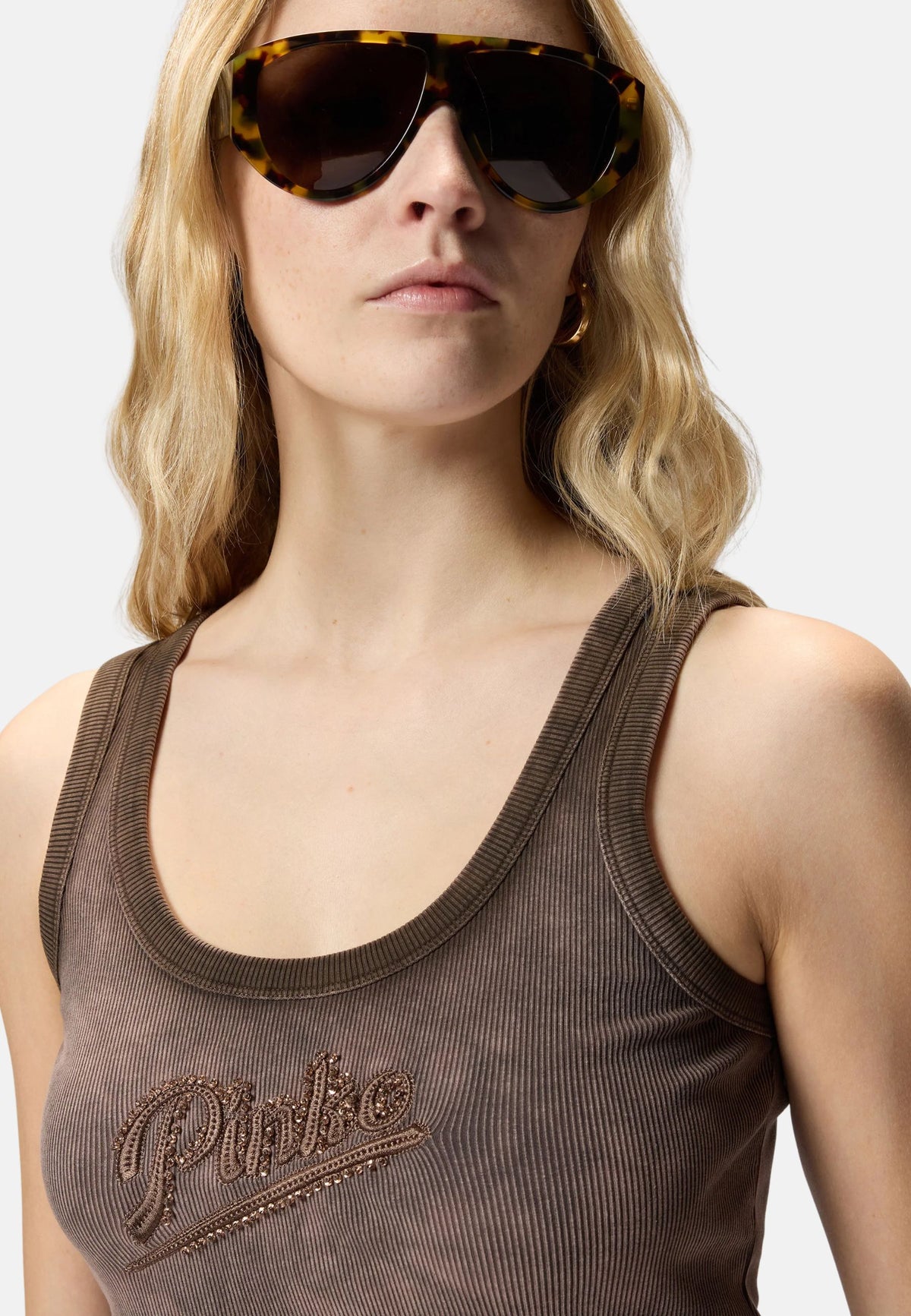 COSMOPOLITAN CANOTTA MALTINTA CON AEROGRAFO - BROWN
