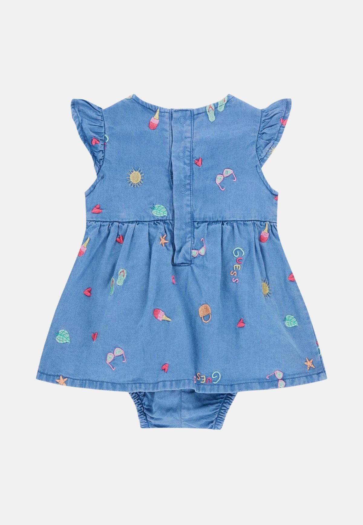 CHAMBRAY SS DRESS BODYSUIT - PRINTED BLUE WASH